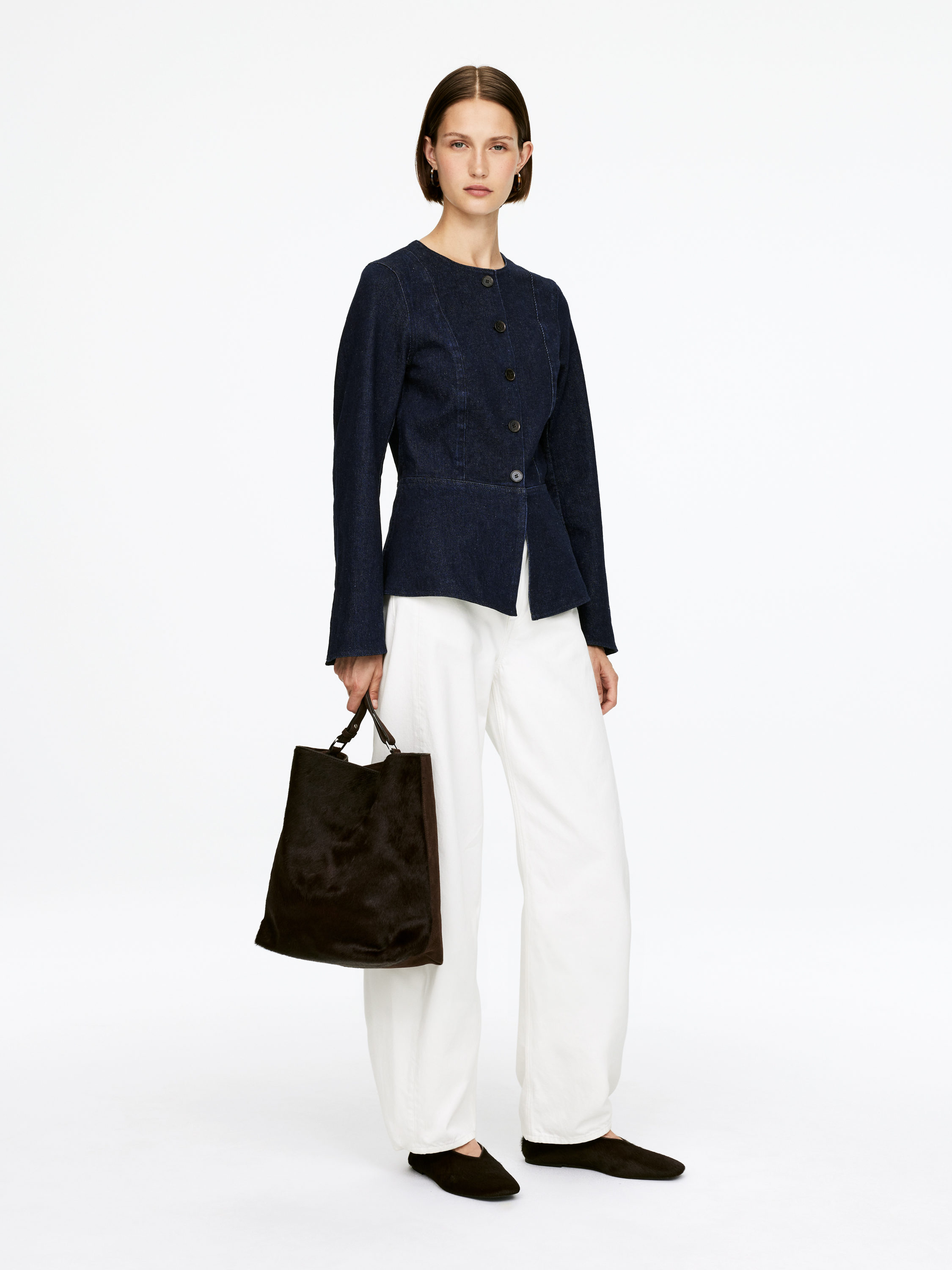 Peplum Denim Top - Dark Blue - Slim fit - Women - StillMedia/Lookbook - 5