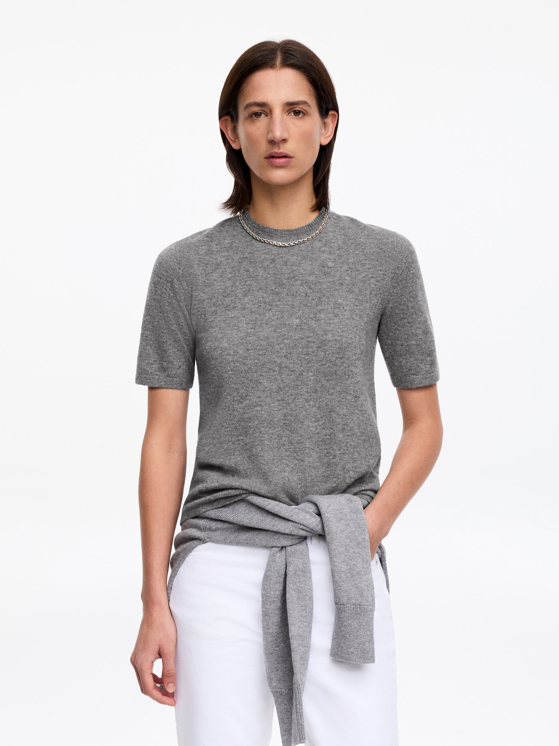 Pure Cashmere Top-#848384-16080