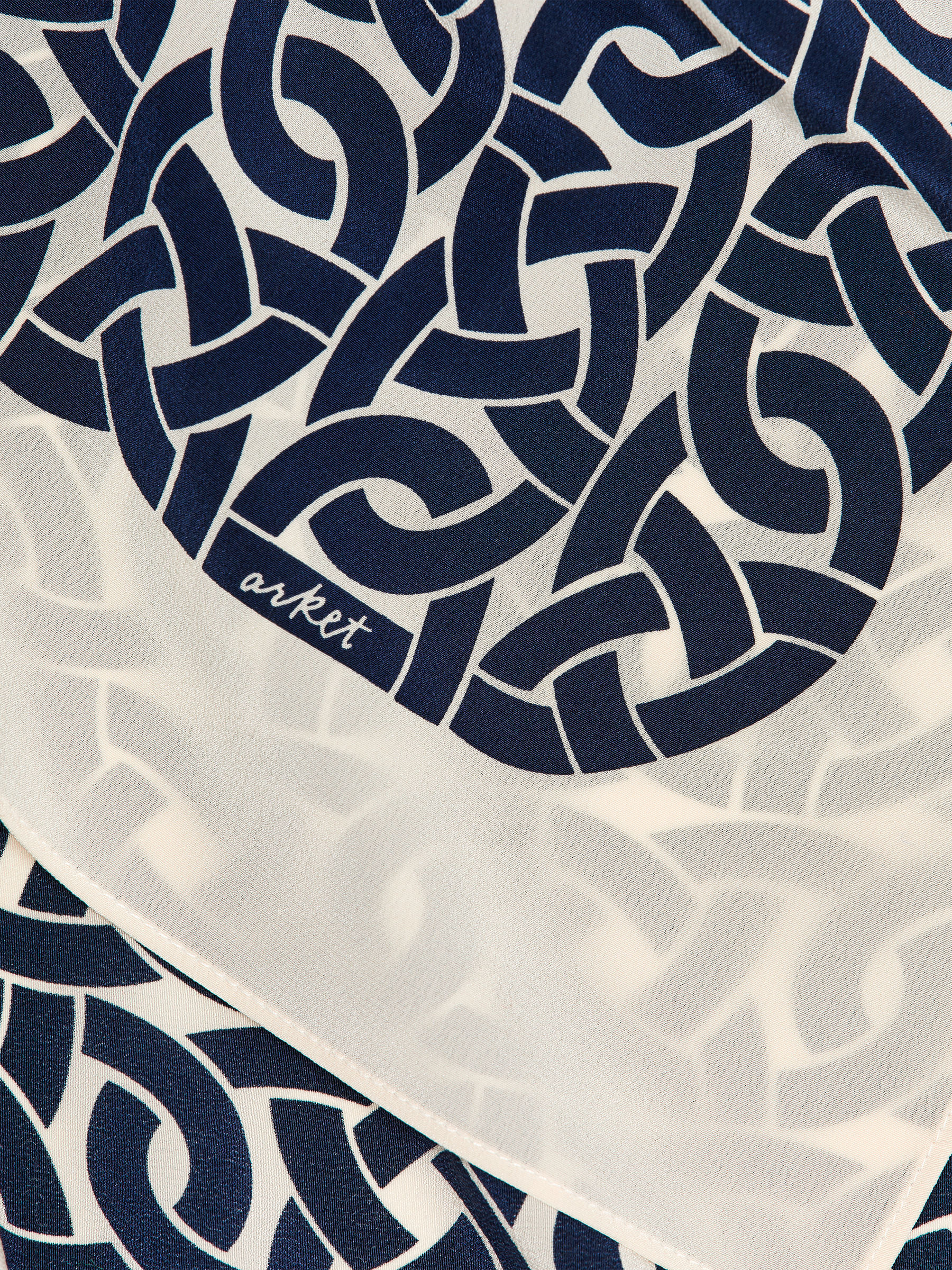 Printed Silk Scarf - White/Dark Blue - Women - StillMedia/DescriptiveDetail - 1