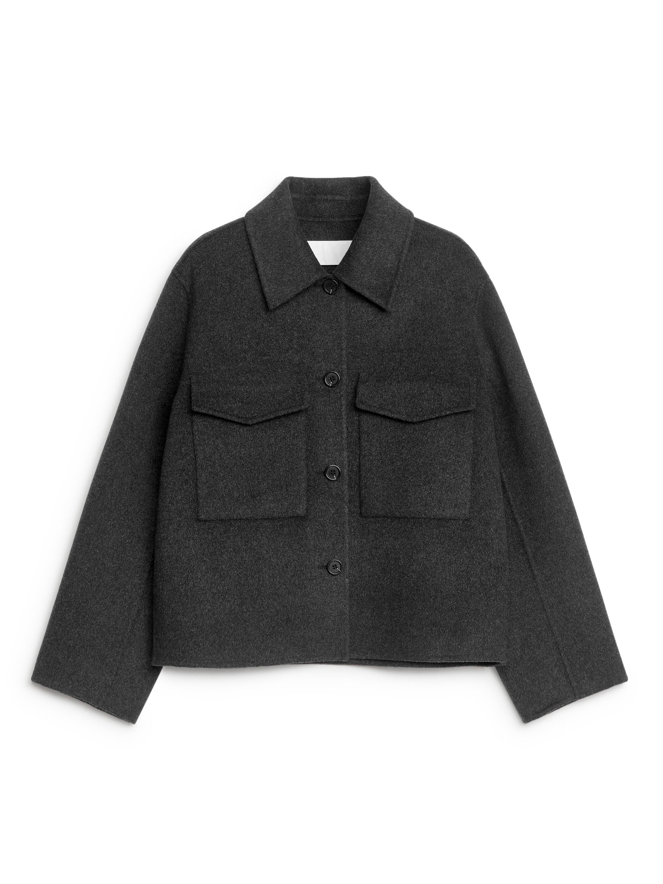 Visa större bild: Dubbelvävd overshirt i ull - Mörkgråmelerad - DAM | H&M FI 1