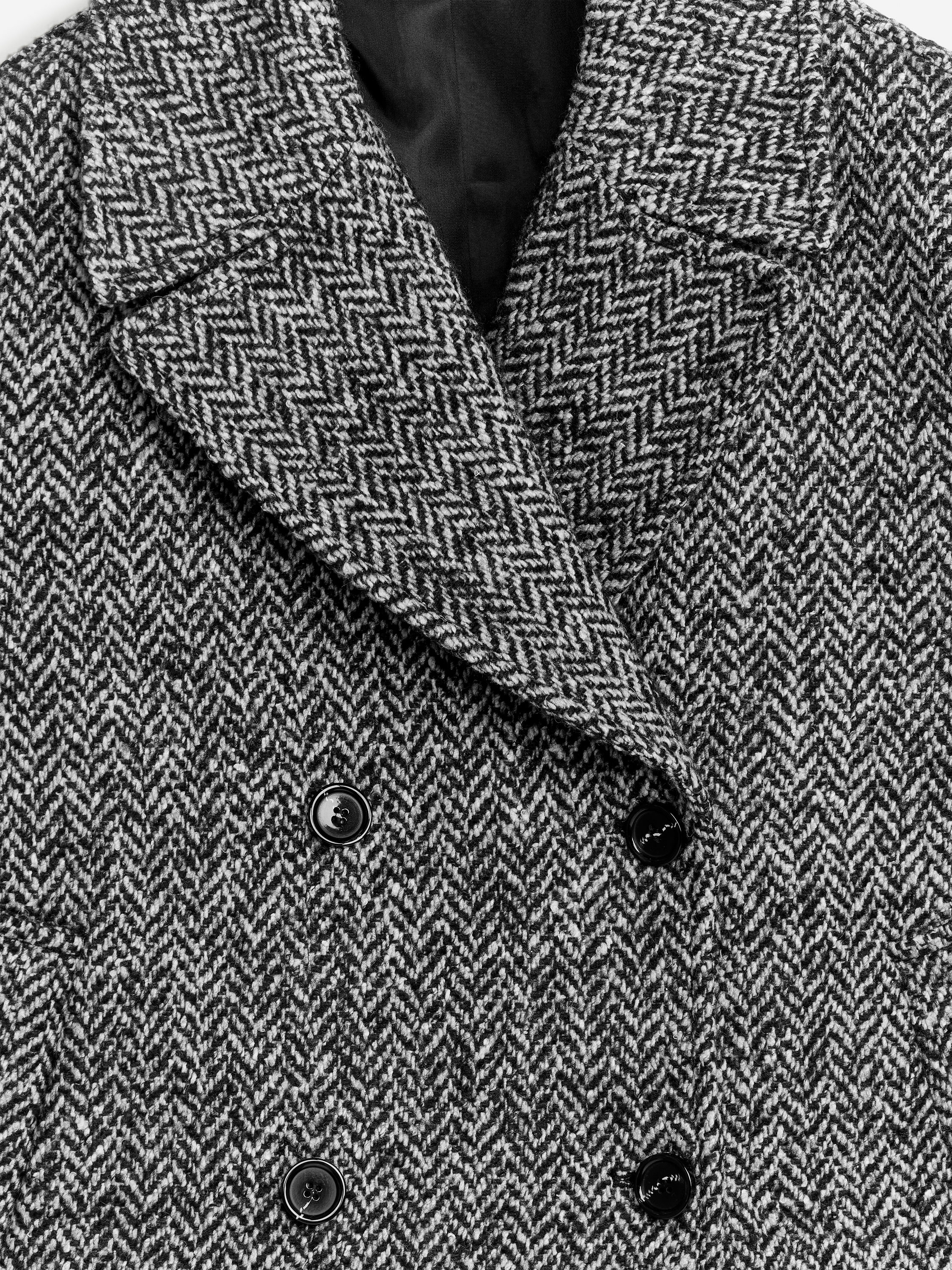 Herringbone Peacoat - Black/White - Oversized - Women - StillMedia/DescriptiveDetail - 1