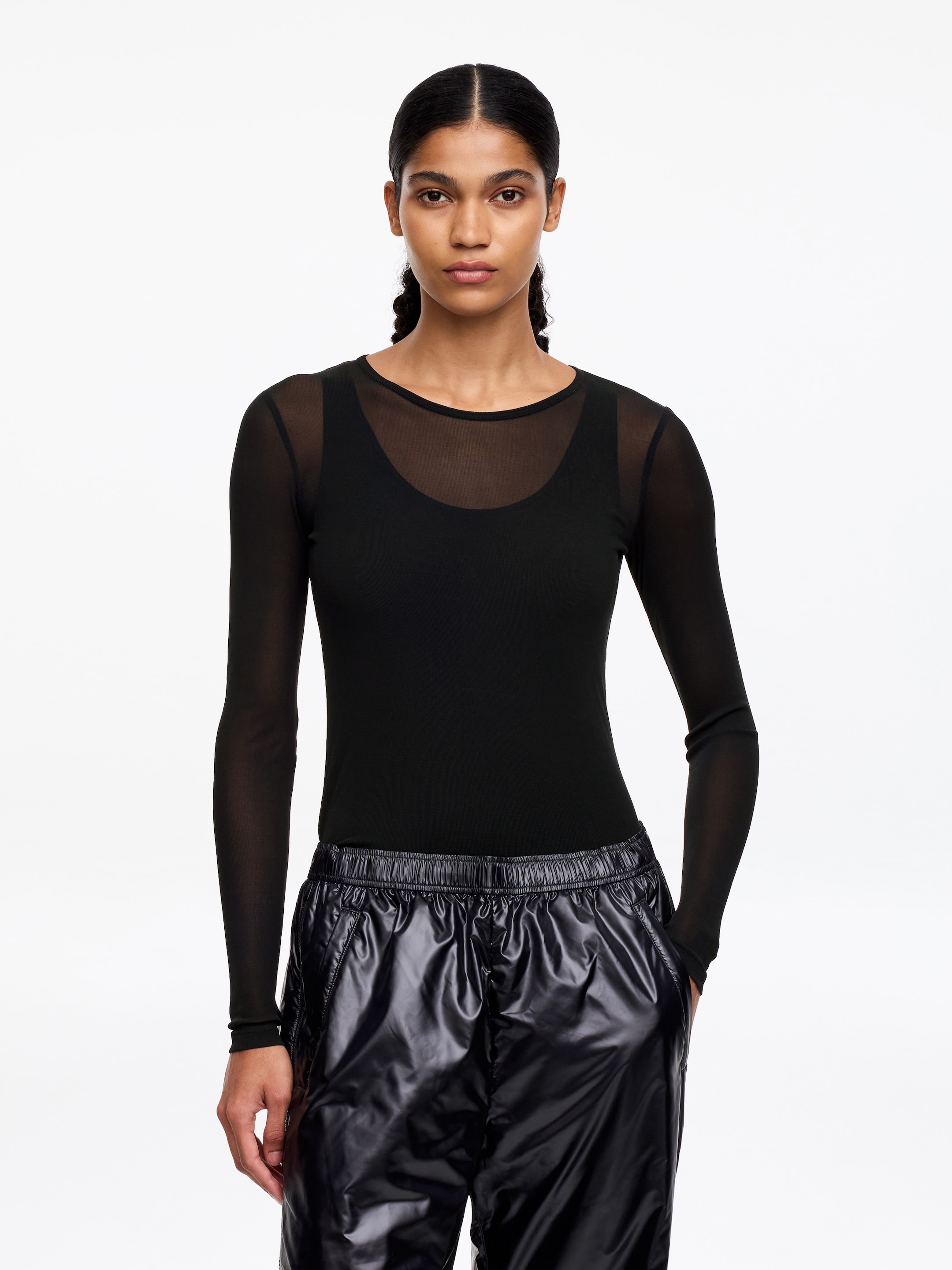 Slim Silk Top-#1c1c1b-18166
