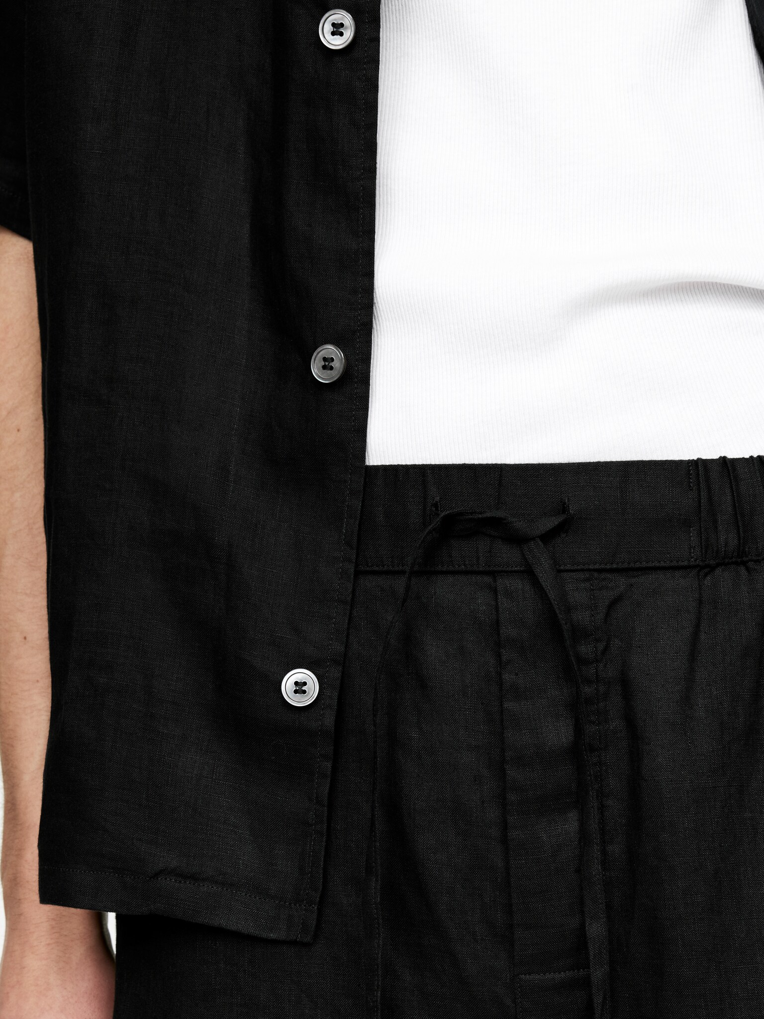Pantalon en lin décontracté - Noir/Beige/Bleu foncé - 3