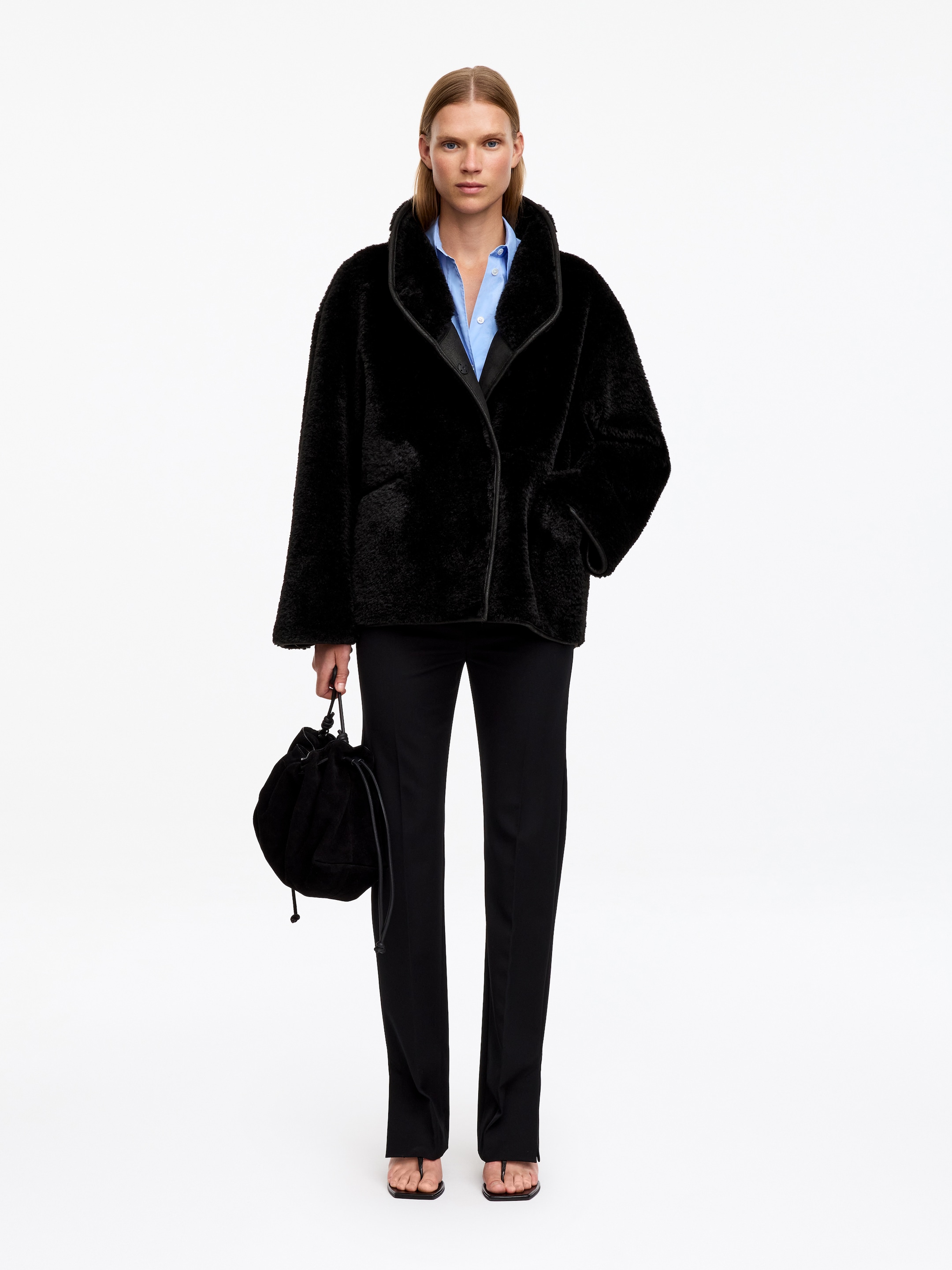 Pile Stand-Collar Jacket-Black-20636