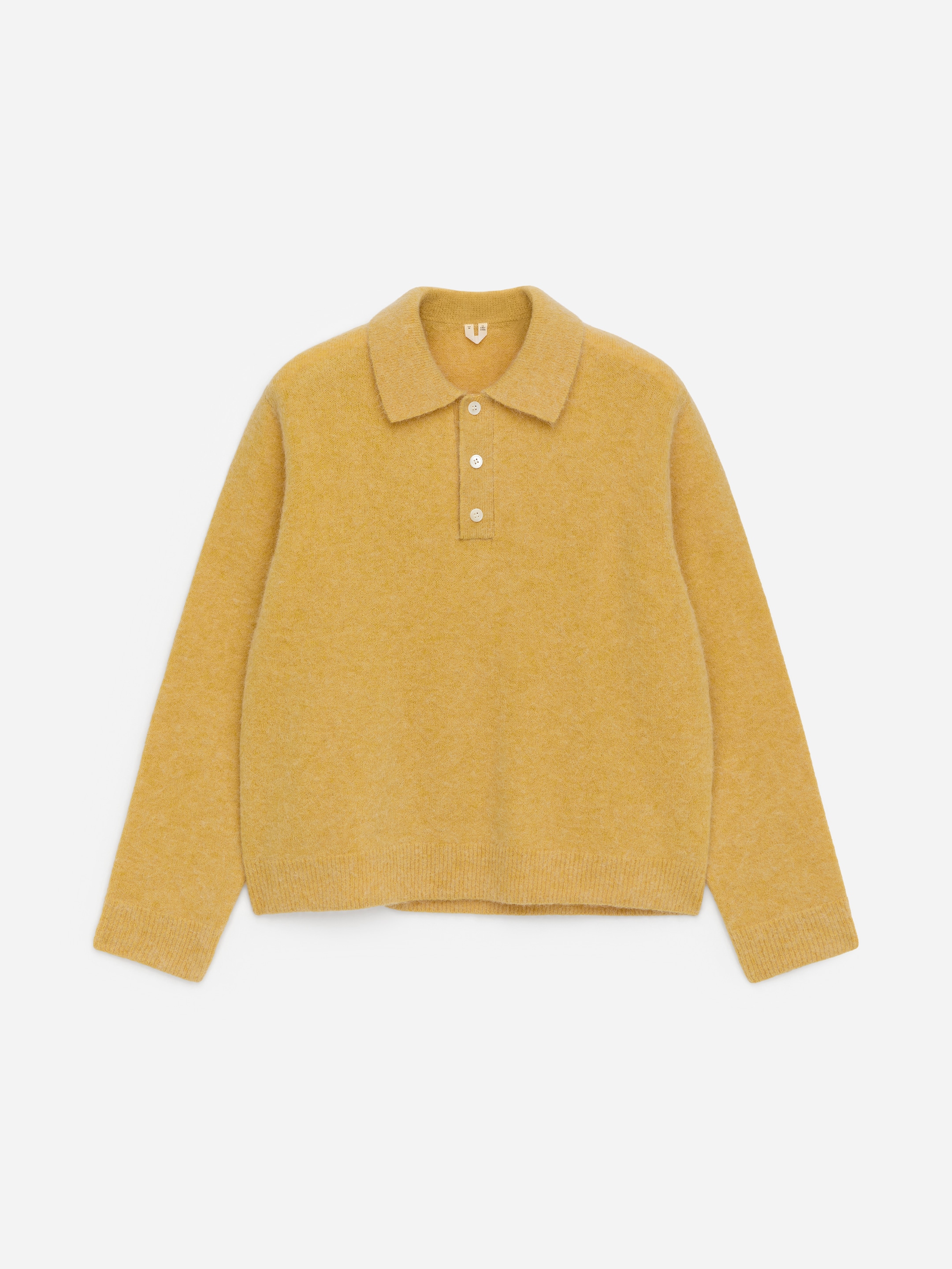 Alpaca Wool Blend Polo Shirt-#D8C988-17475