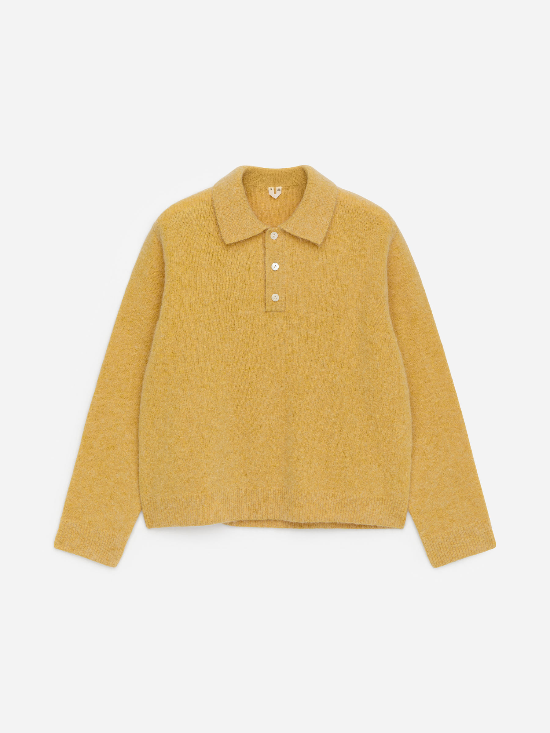 Alpaca Wool Blend Polo Shirt-#D8C988-17475