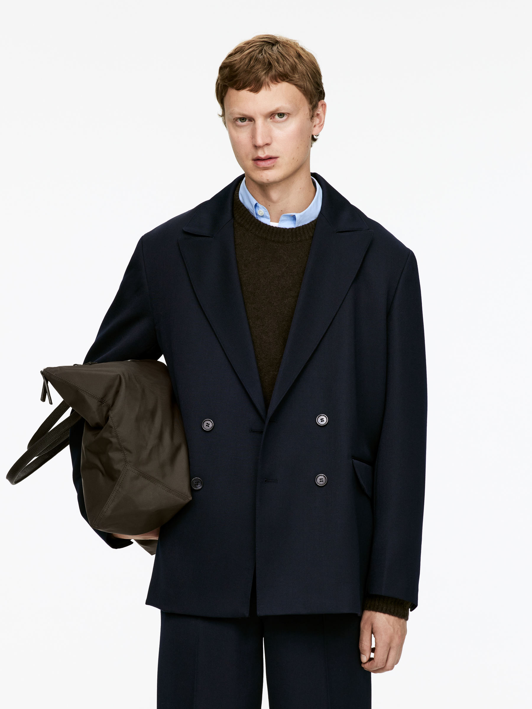 Dubbelknäppt kavaj i ull - Mörkblå - Loose fit - Men - StillMedia/Lookbook - 3