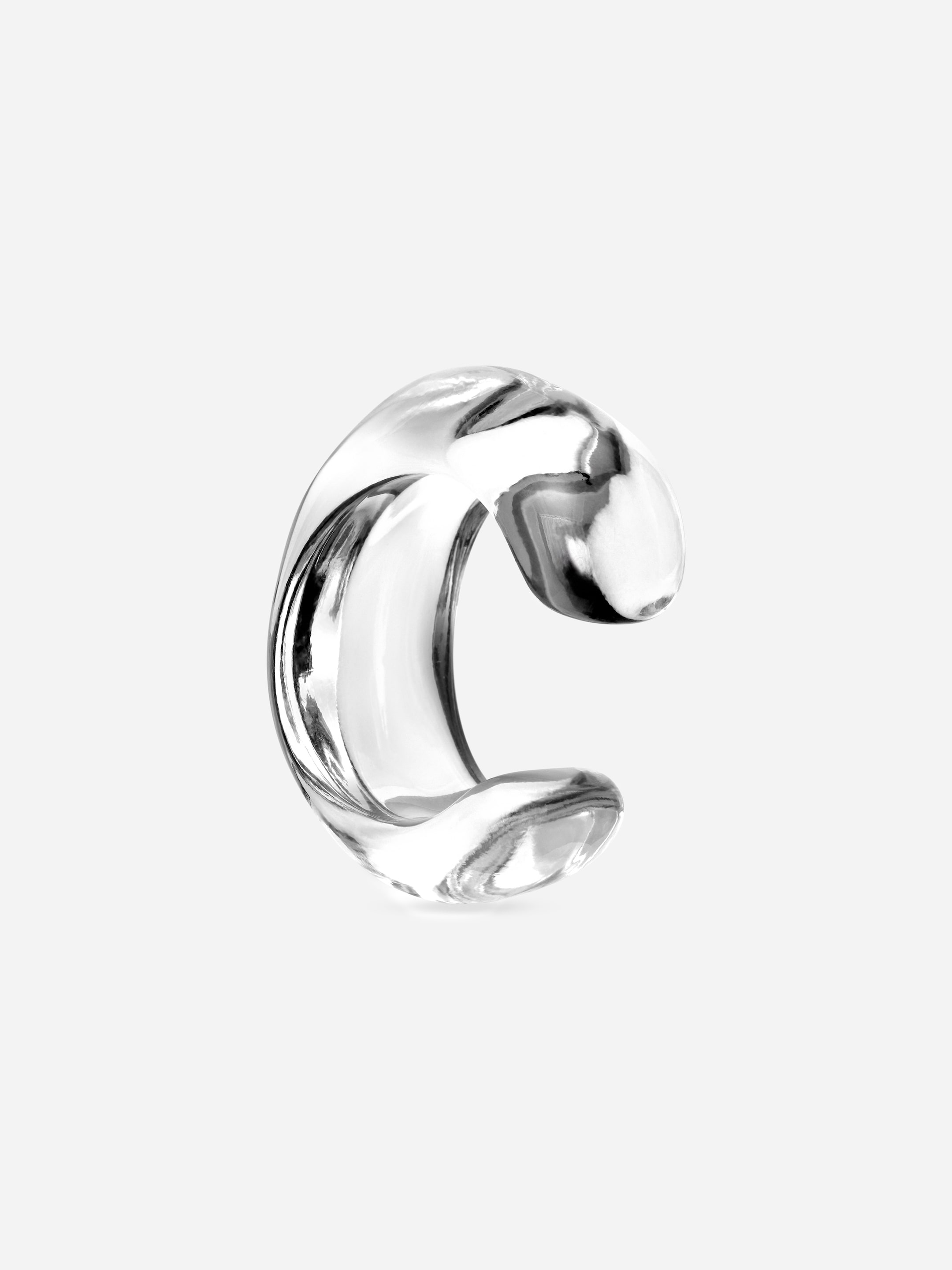 Clear Glass Cuff Bracelet-#FFFFFF-17813