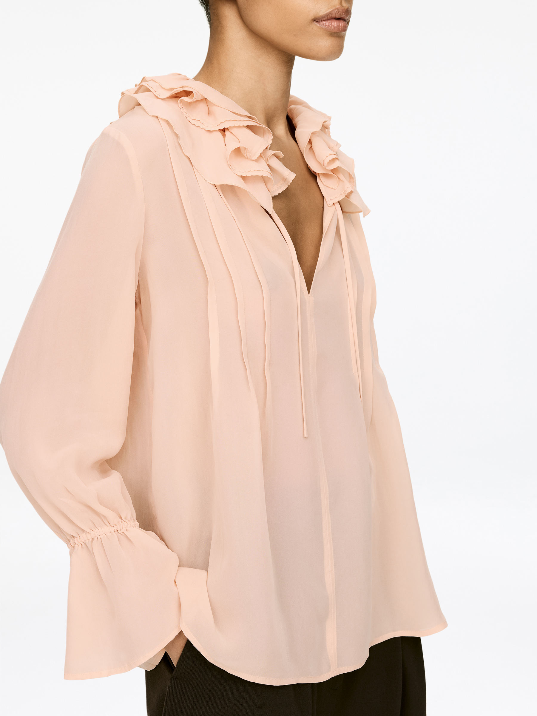 Frill-Collar Blouse - Beige - Loose fit - Women - StillMedia/Lookbook - 5