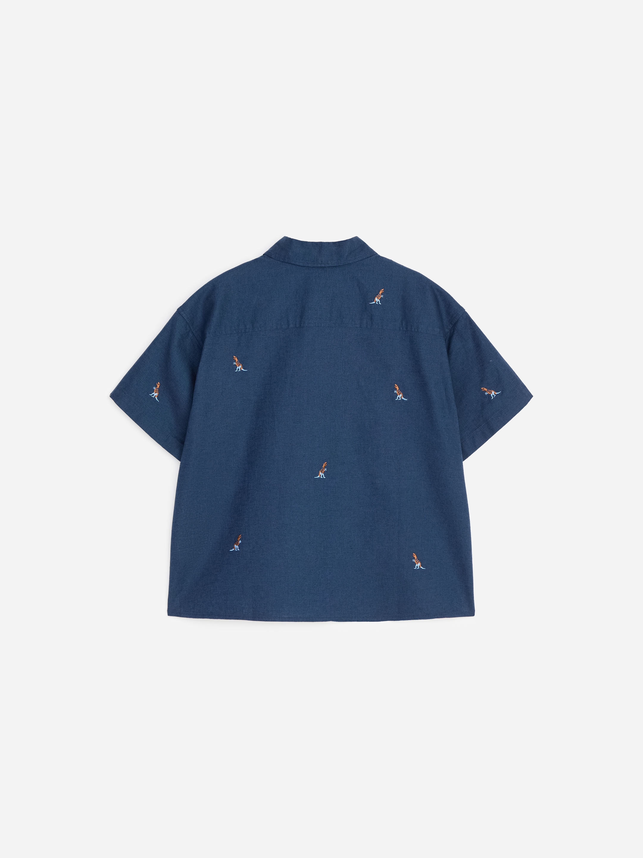 Chemise brodée en lin mélangé - Bleu foncé/Dinosaures - Relaxed fit - Enfant - StillMedia/DescriptiveStillLife - 2