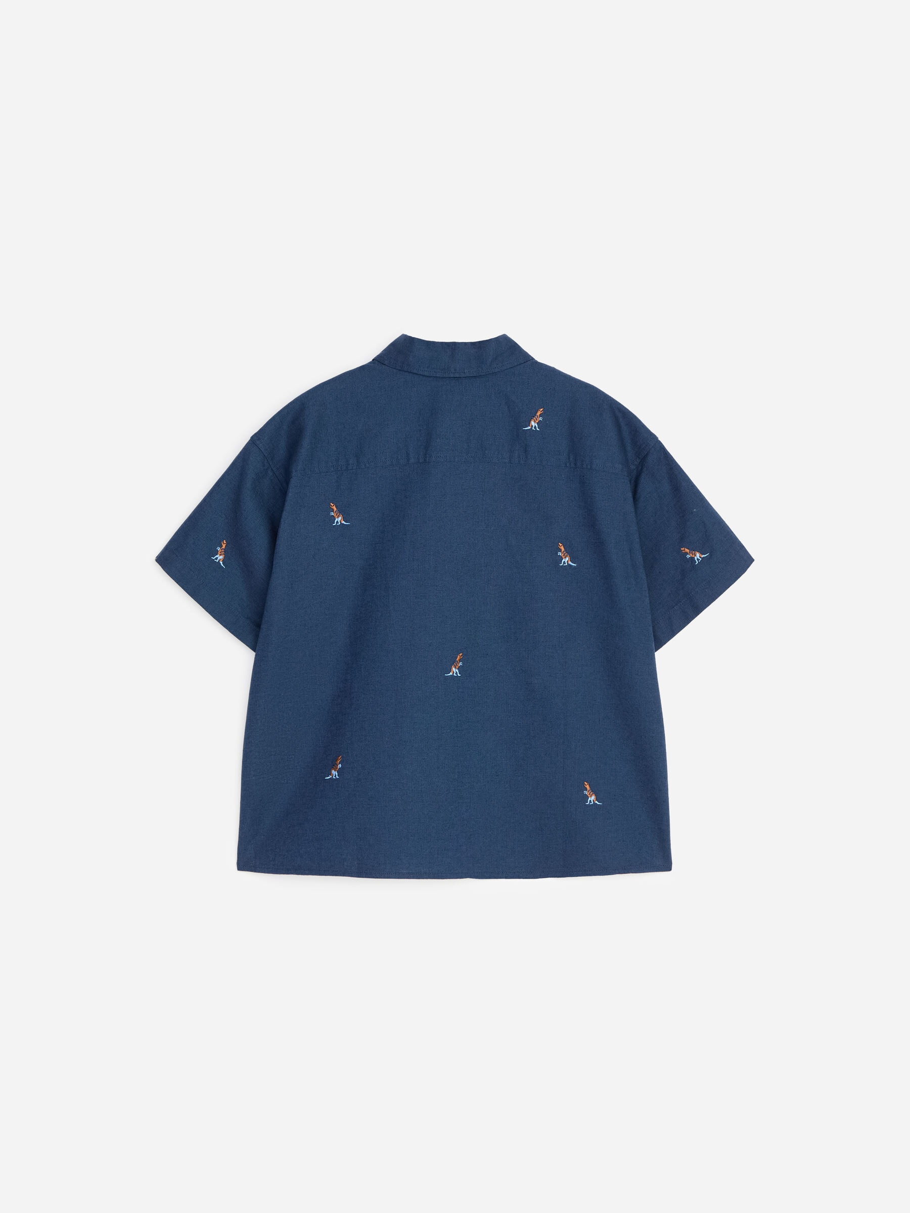 Chemise brodée en lin mélangé - Bleu foncé/Dinosaures - Relaxed fit - Enfant - StillMedia/DescriptiveStillLife - 2