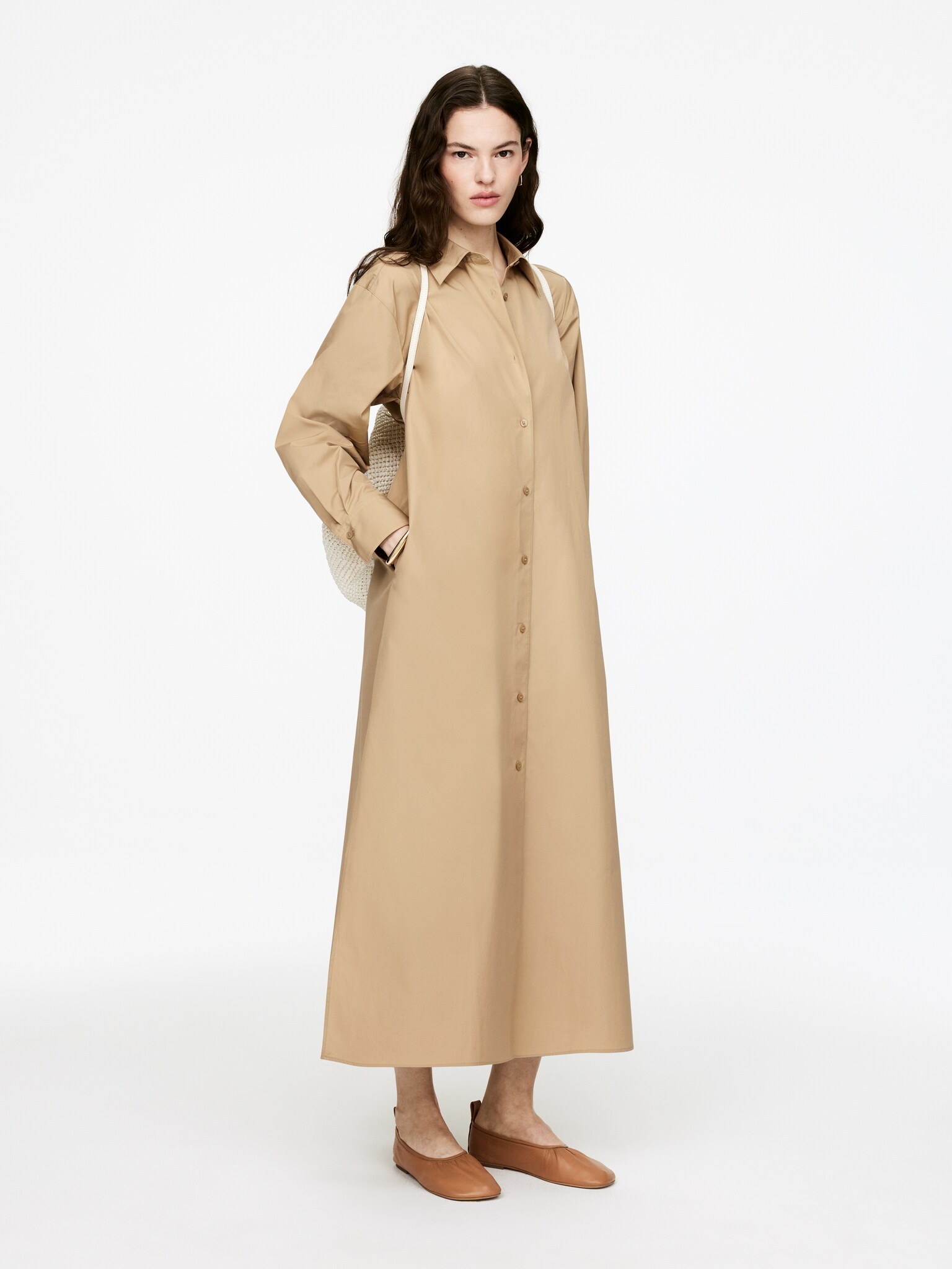 Robe chemise oversize - Beige/Marron foncé/Blanc - 7