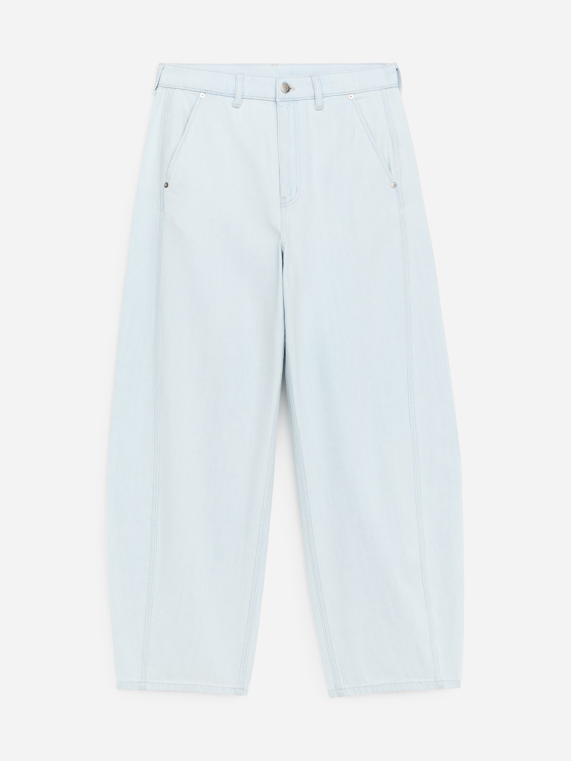 Barrel-Leg Jeans - Light Blue/Mid Blue/White/Washed Blue
