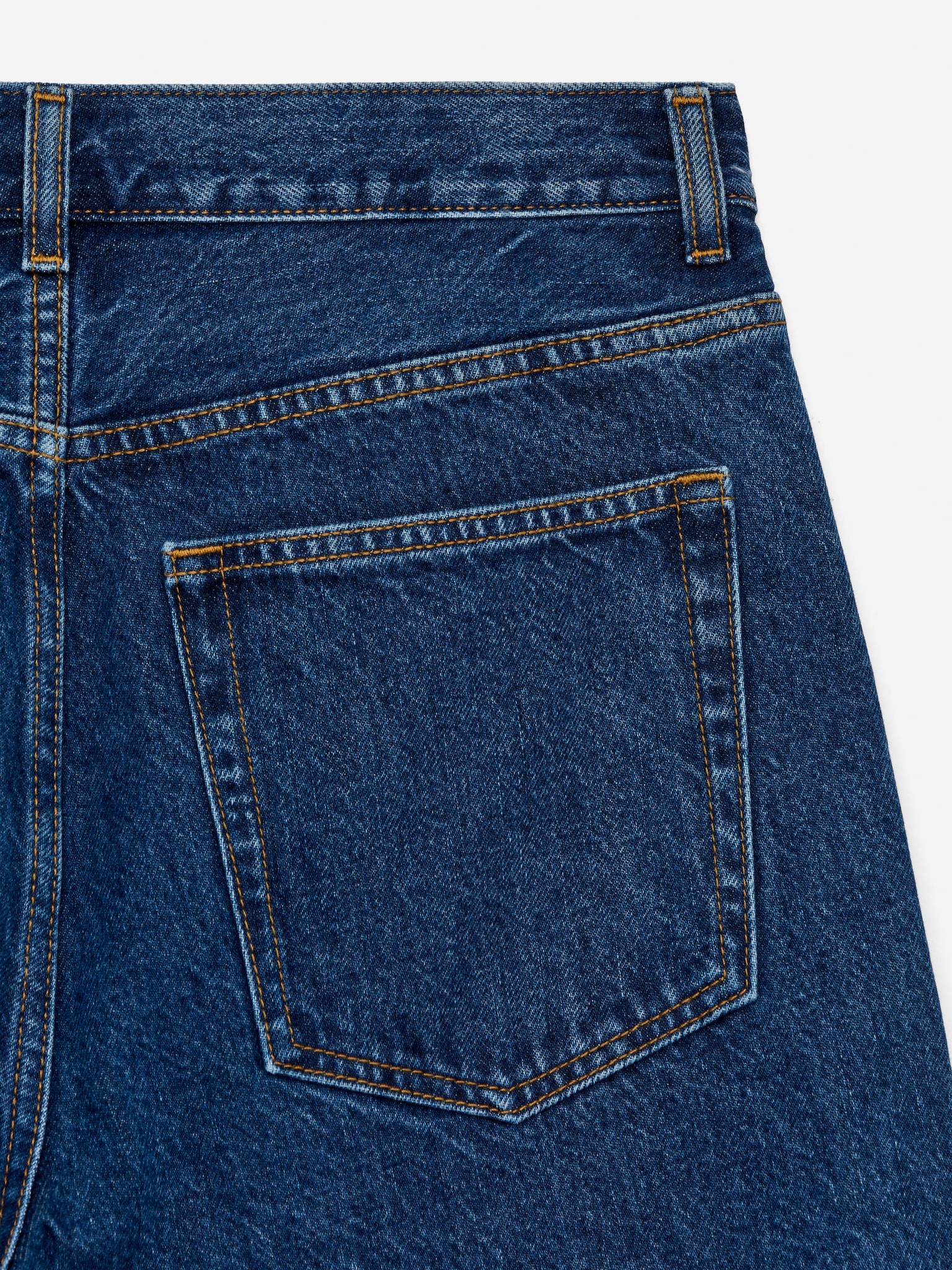 Long Denim Shorts - Bleu foncé/Blanc/Beige - 4