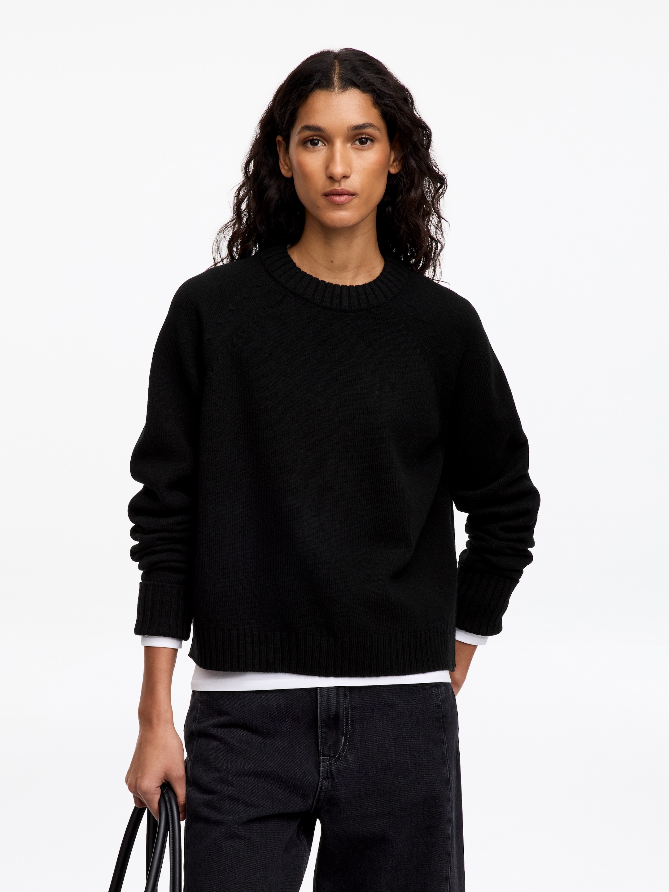 Folded Sleeve Wool Jumper - Black - Regular fit - women - StillMedia/Lookbook - 5
