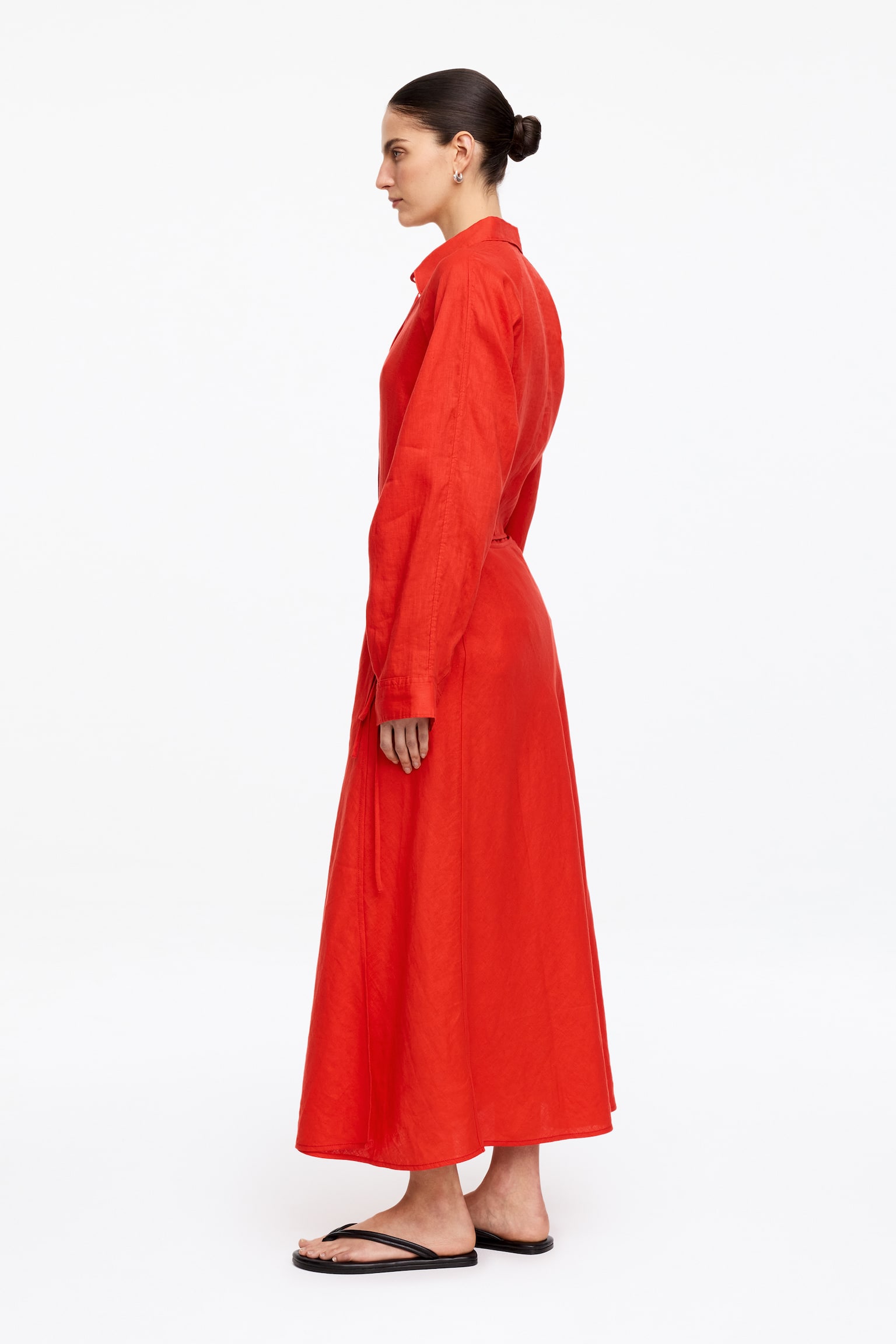 Omlottkjol i linne - Röd/Black - 3