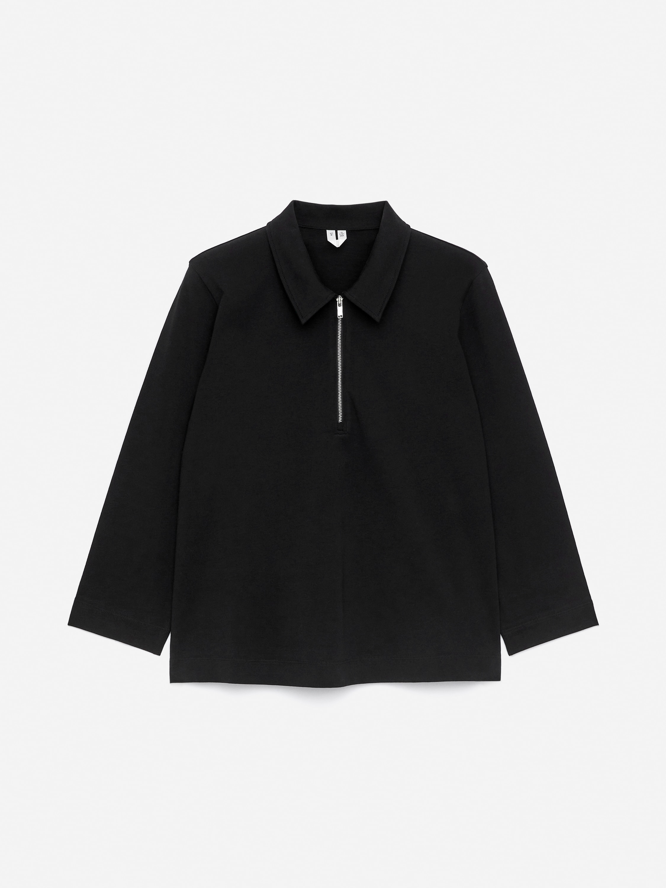 Top s polovičním zipem - Černá/Šedý melír