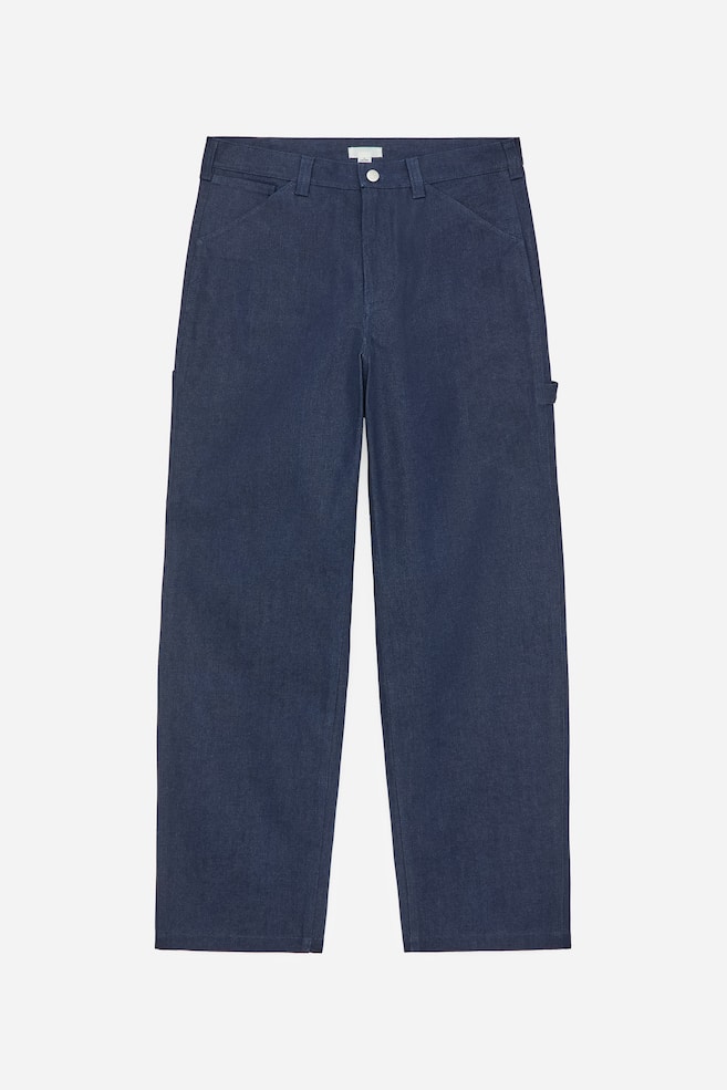 Denim broek in workwear-stijl - Donkerblauw - 1