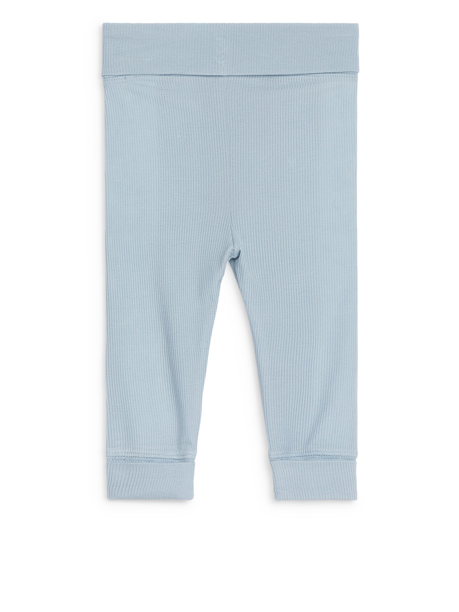 Glatte ribbestrikkede leggings for nyfødte - Dusty blå/Beige - 3