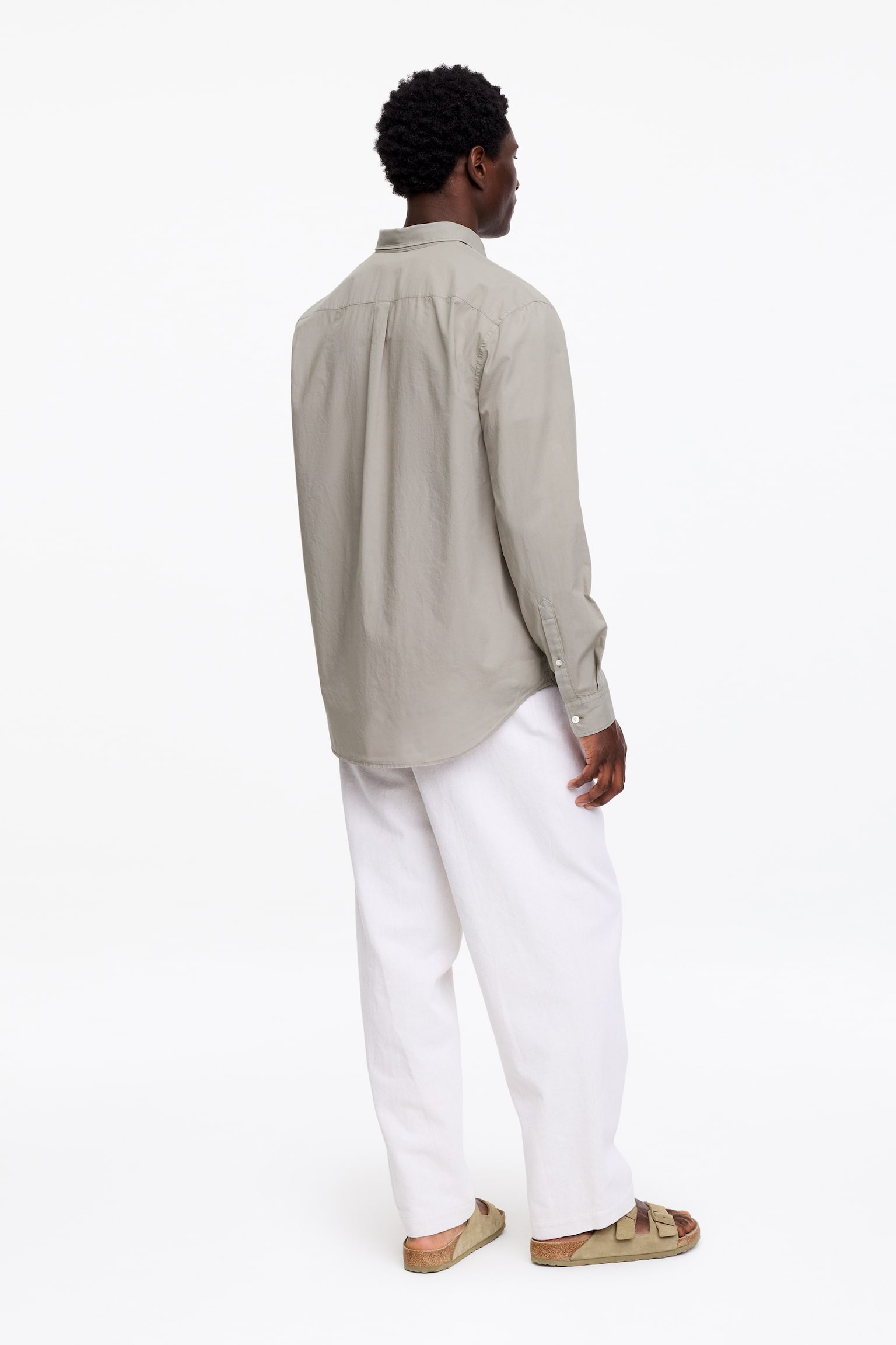 Vid poplinskjorta - Grå/Mellanblå/Mörkblå/Beige - 4