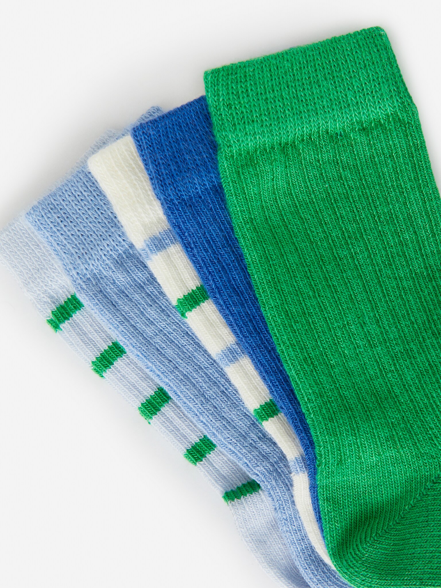 Chaussettes en maille côtelée, 5 paires - Vert/Bleu/Blanc cassé/Mauve/Rouge/Vert/Bleu/Mauve/Rouge - 2