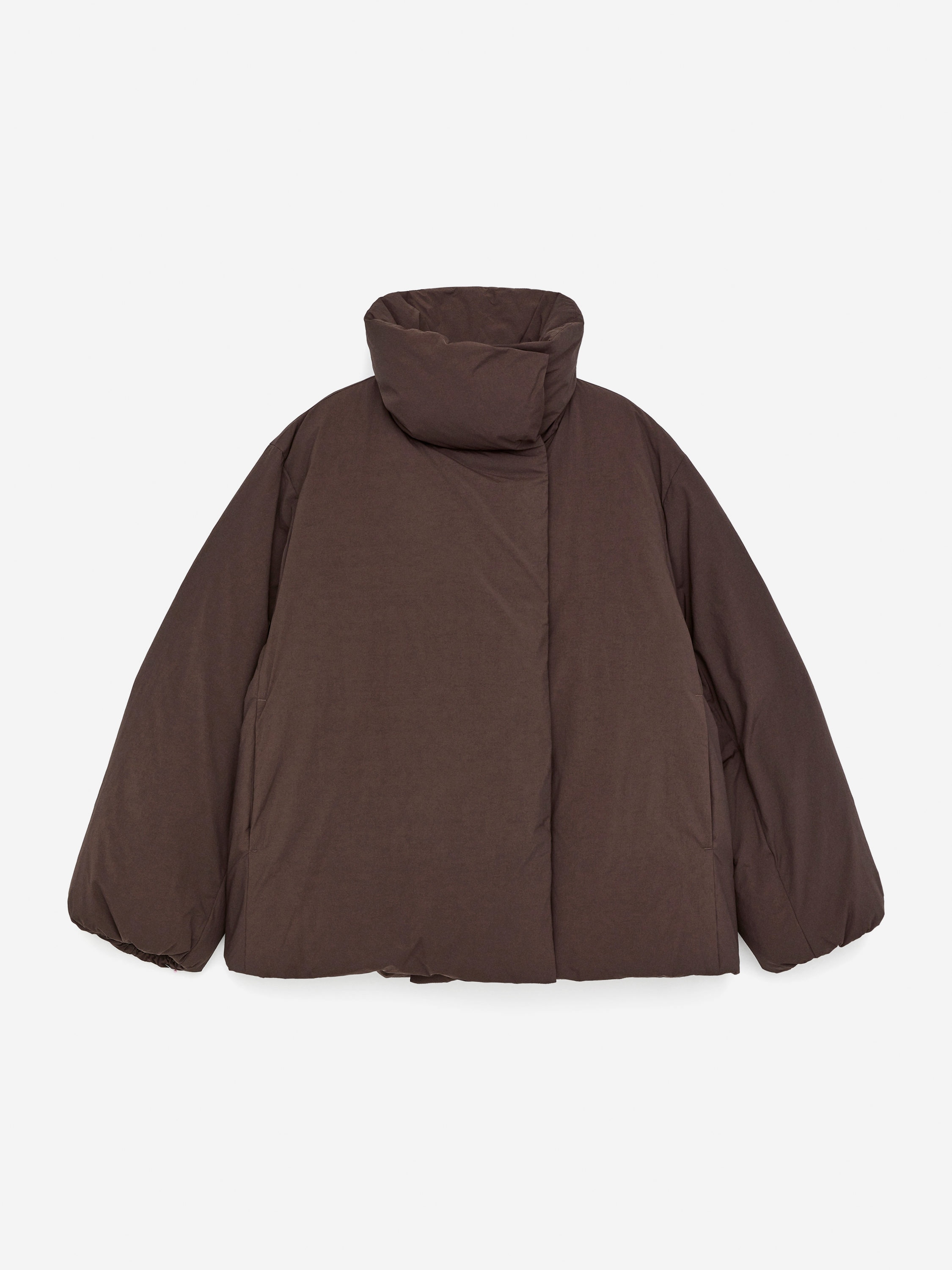 Upcycled Down High-Collar Jacket - Dark Brown - Regular fit - Women - StillMedia/DescriptiveStillLife - 2