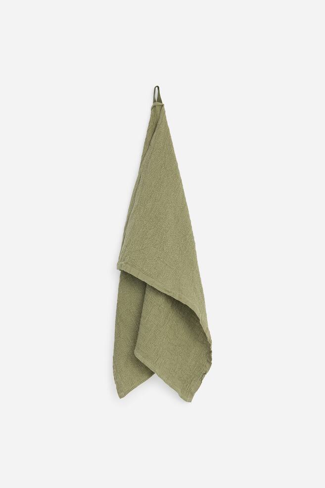 Cotton Waffle Towel 50 x 70 cm - Green/Light Beige - 1