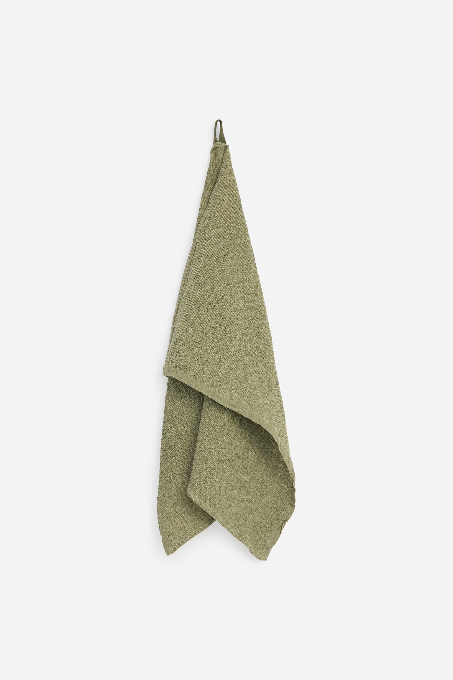 Serviette gaufrée en coton 50 x 70 cm - Vert/Beige clair - 1