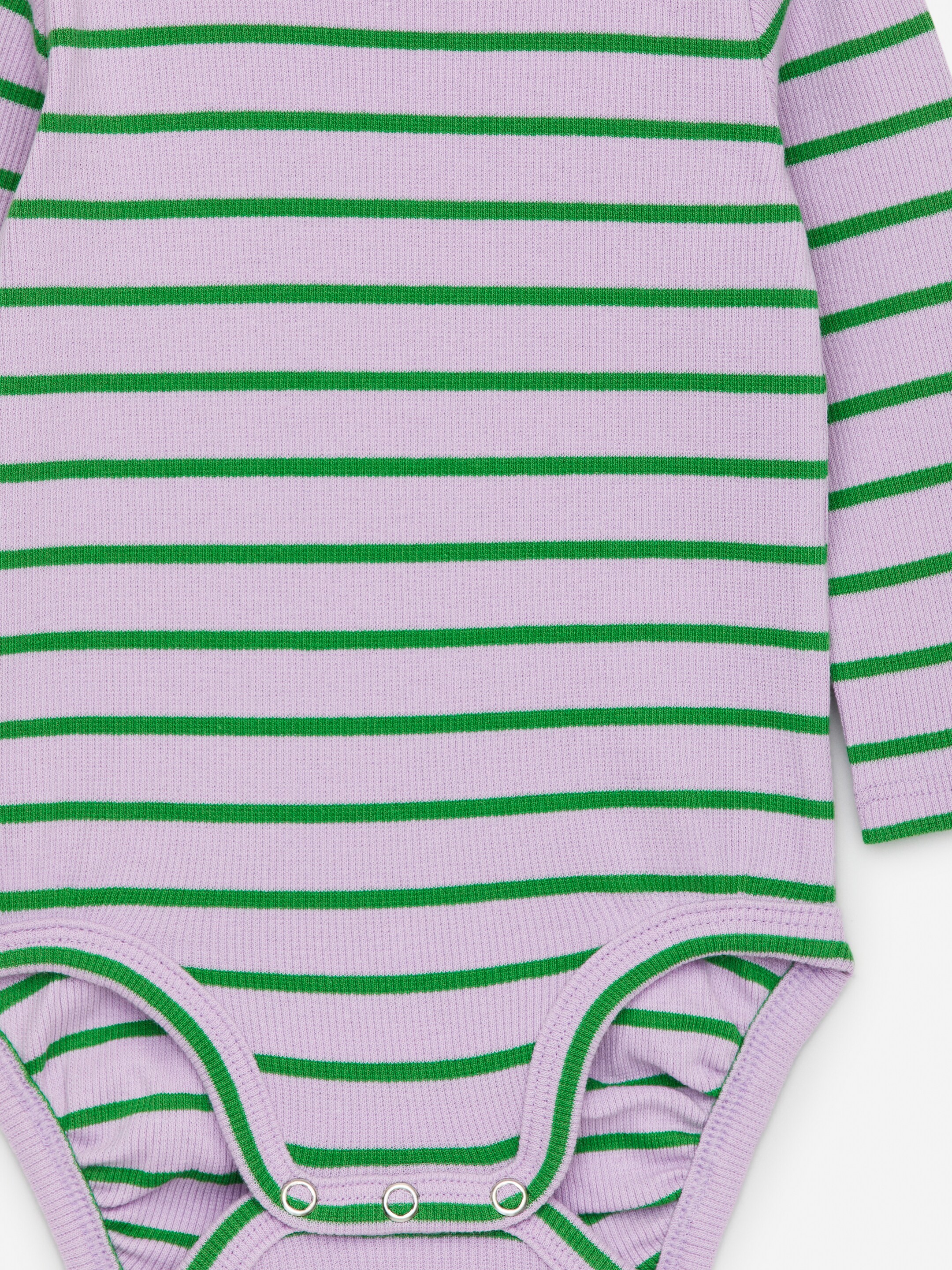 Ingrandisci l'immagine: Ribbed Long-Sleeve Bodysuit - Lilac/Green - BAMBINO | H&M CH 3
