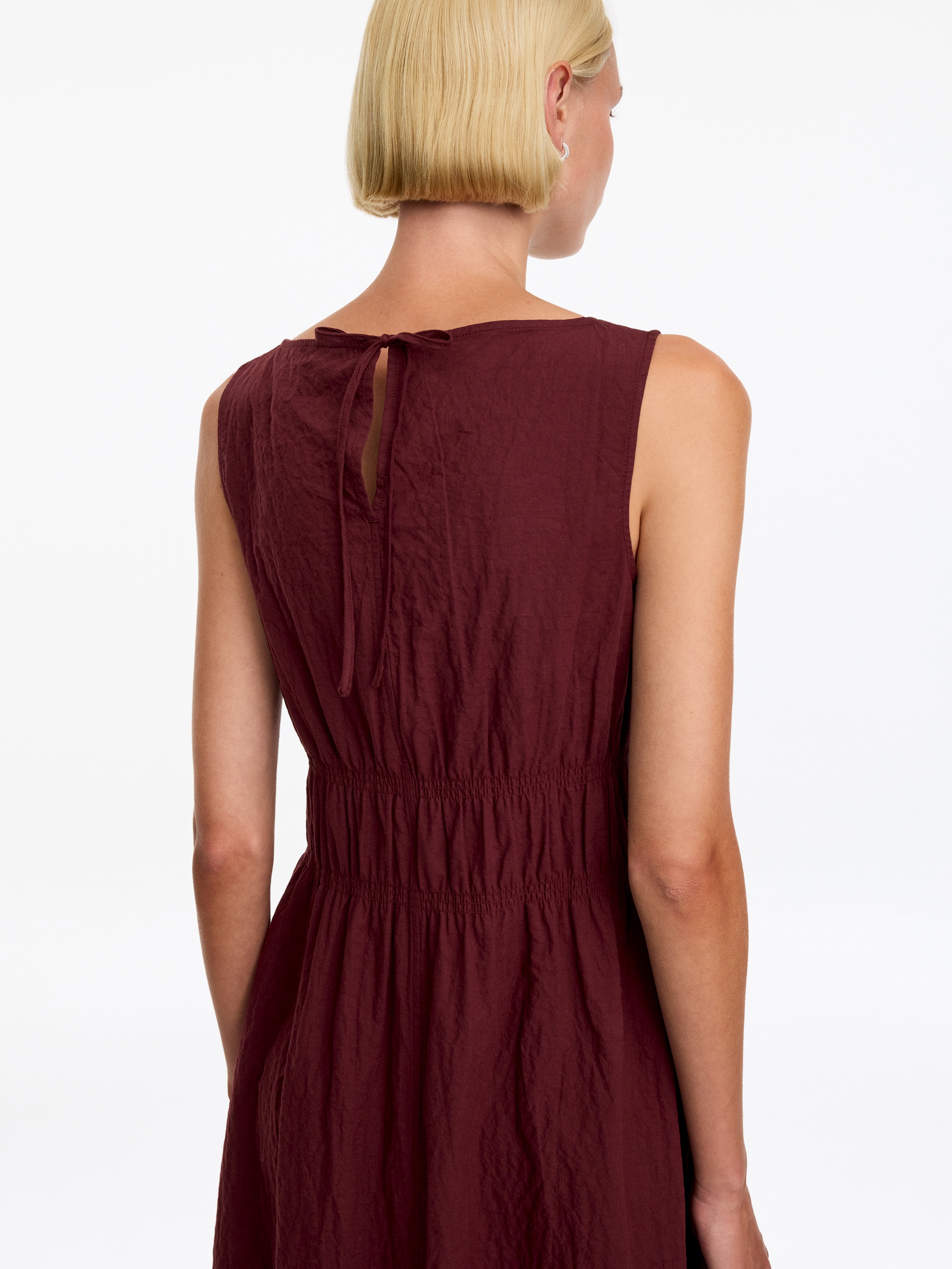 Seersucker Dress - Burgundy - Slim fit - women - StillMedia/Lookbook - 7