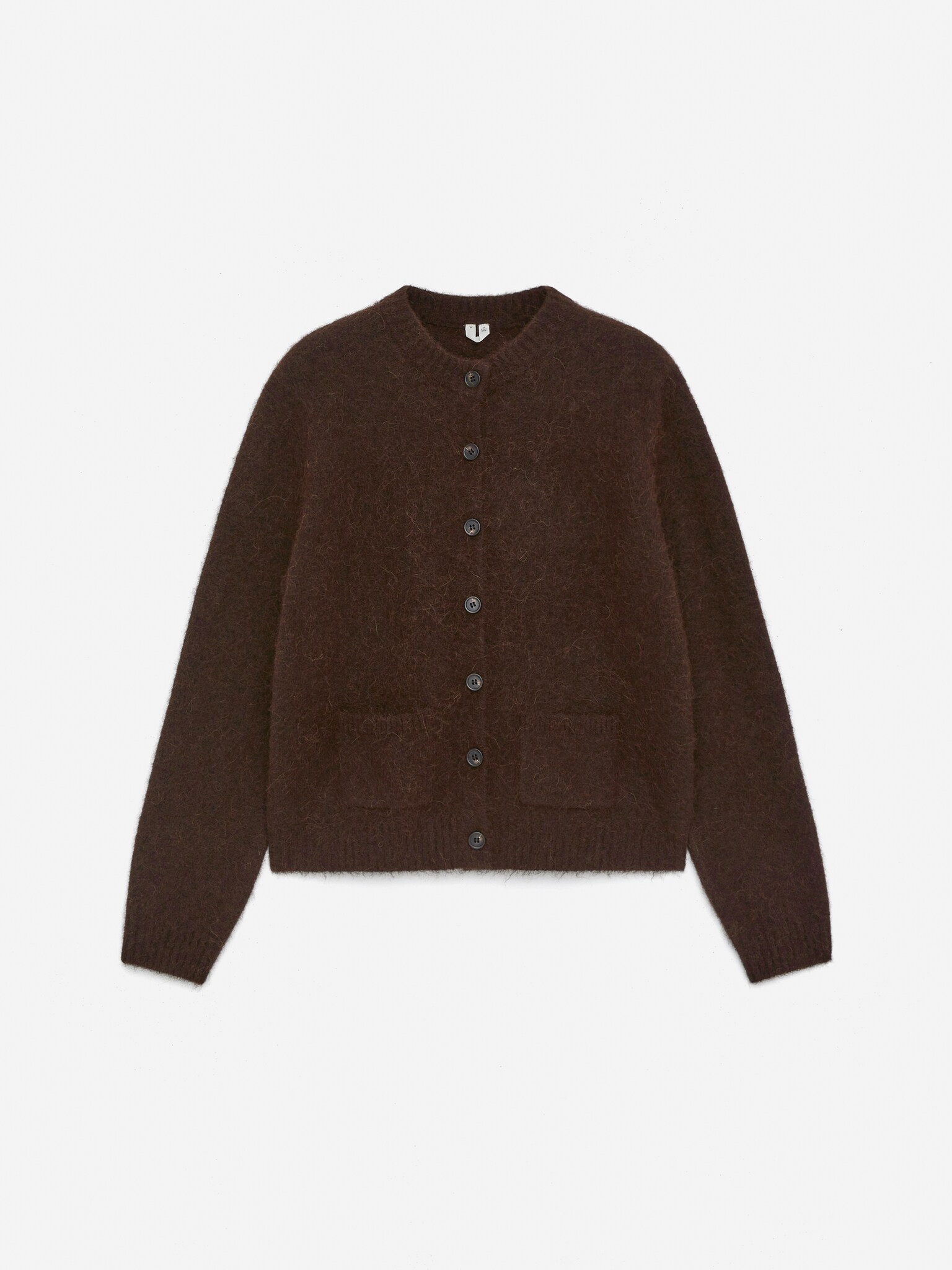 Cardigan en mélange de laine et d'alpaga - Marron foncé/Gris chiné - 2