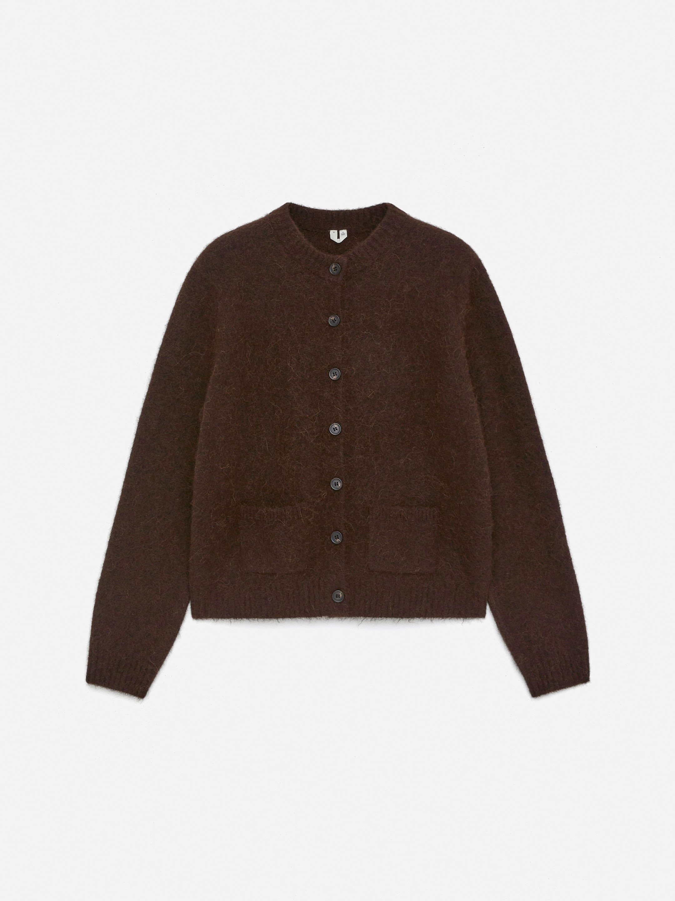 Alpaca-Wool Blend Cardigan-Brown-16700