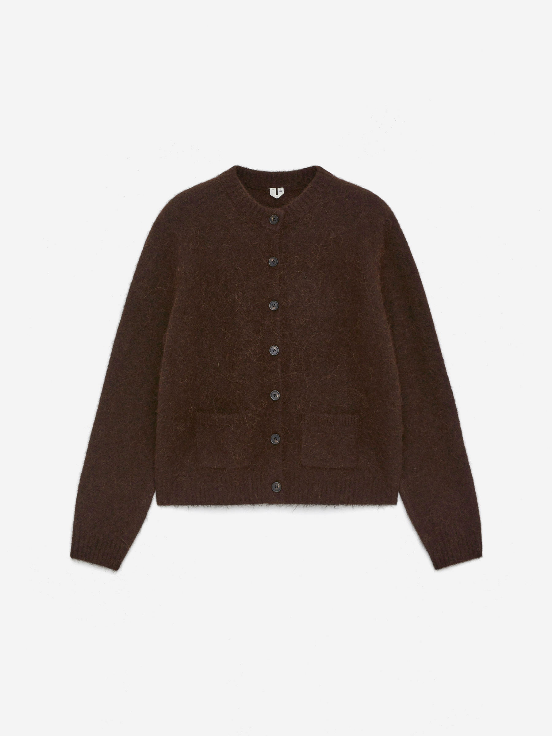 Alpaca-Wool Blend Cardigan-#3B312B-16700