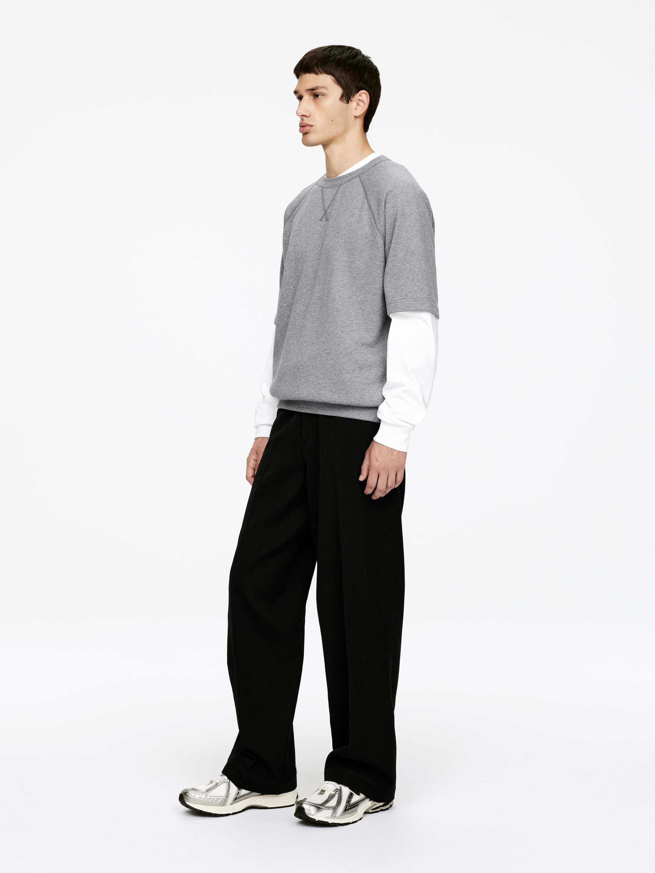 Short-Sleeve Sweatshirt - Grey Melange - Regular fit - Men - StillMedia/Lookbook - 5