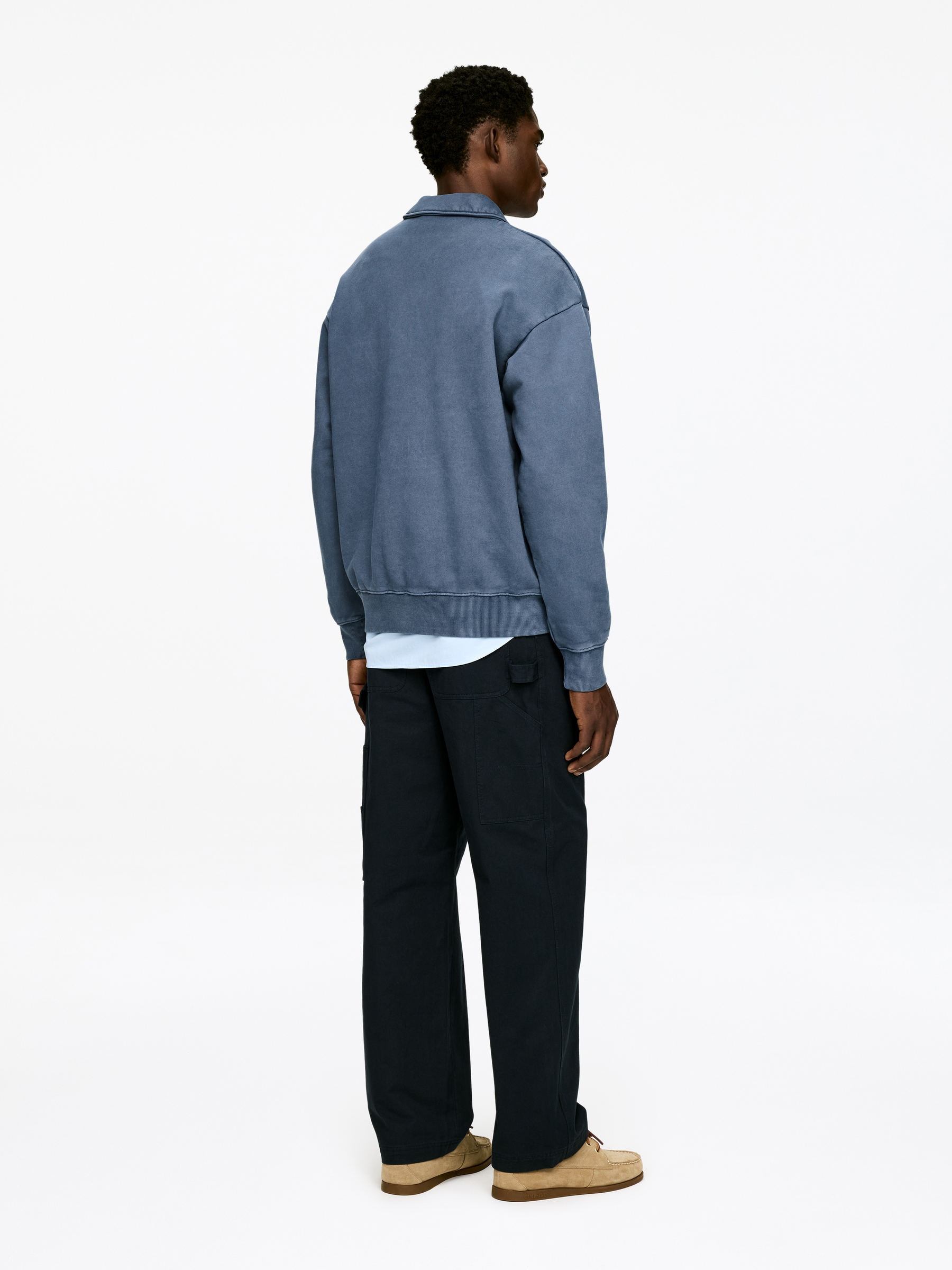 Half Zip Polo Shirt - Faded Blue - Regular fit - Men - StillMedia/Lookbook - 5