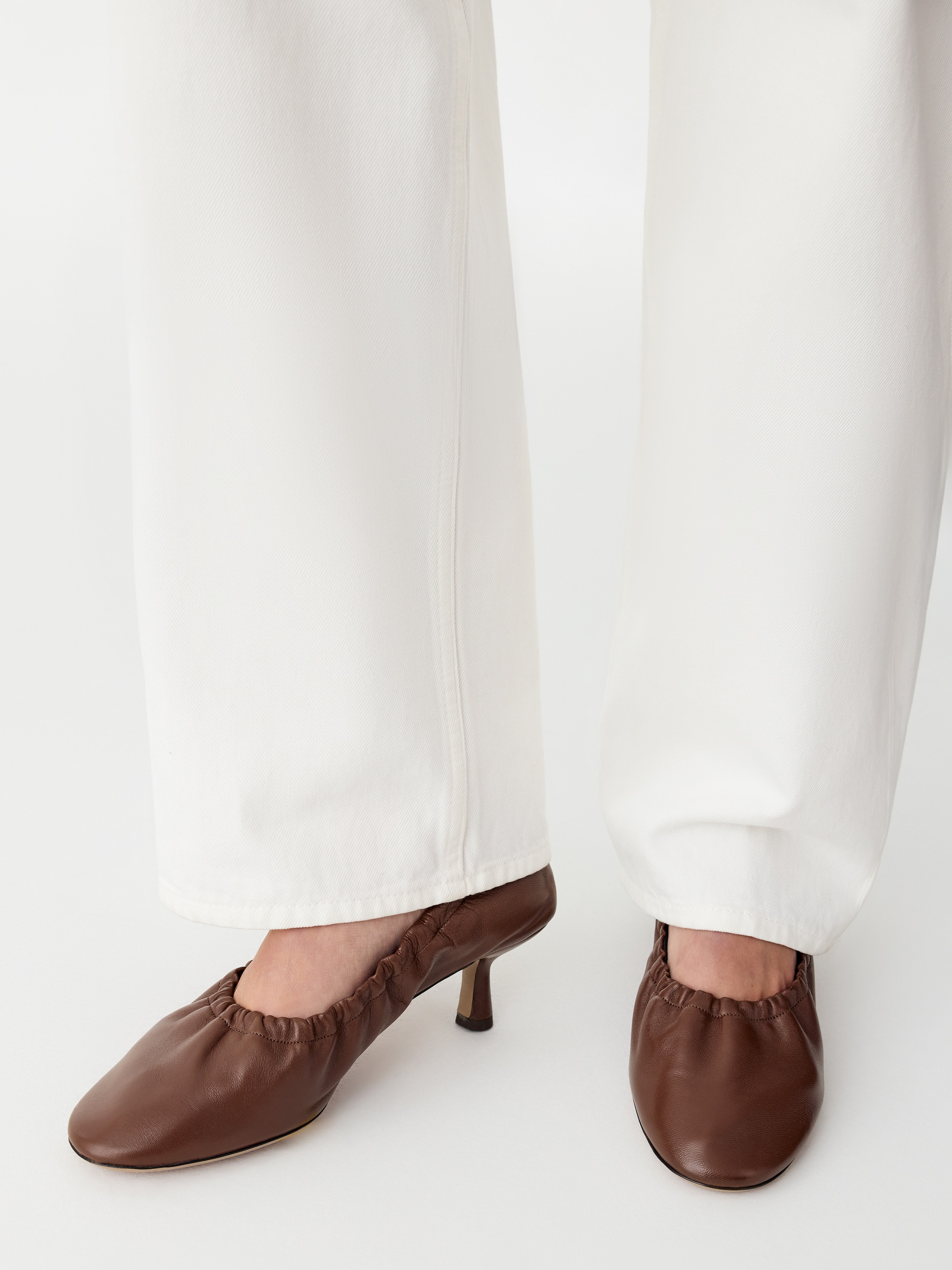 Geraffter Pumps-Beige-20394