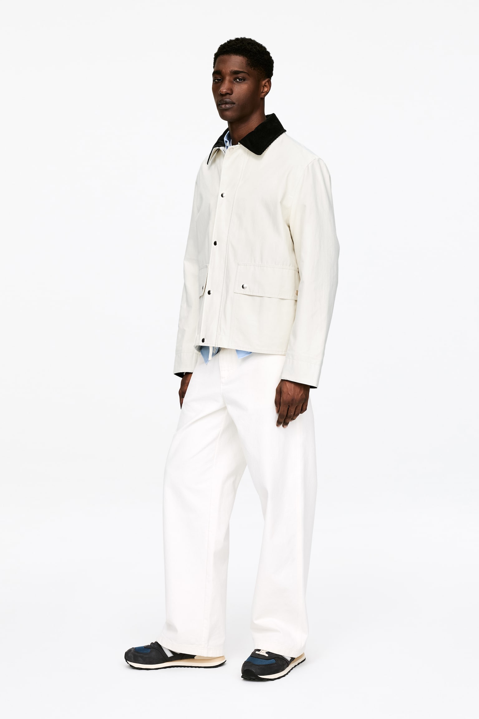 Gewaxt jack van nylon en katoen - Lichtbeige/Zwart - 9