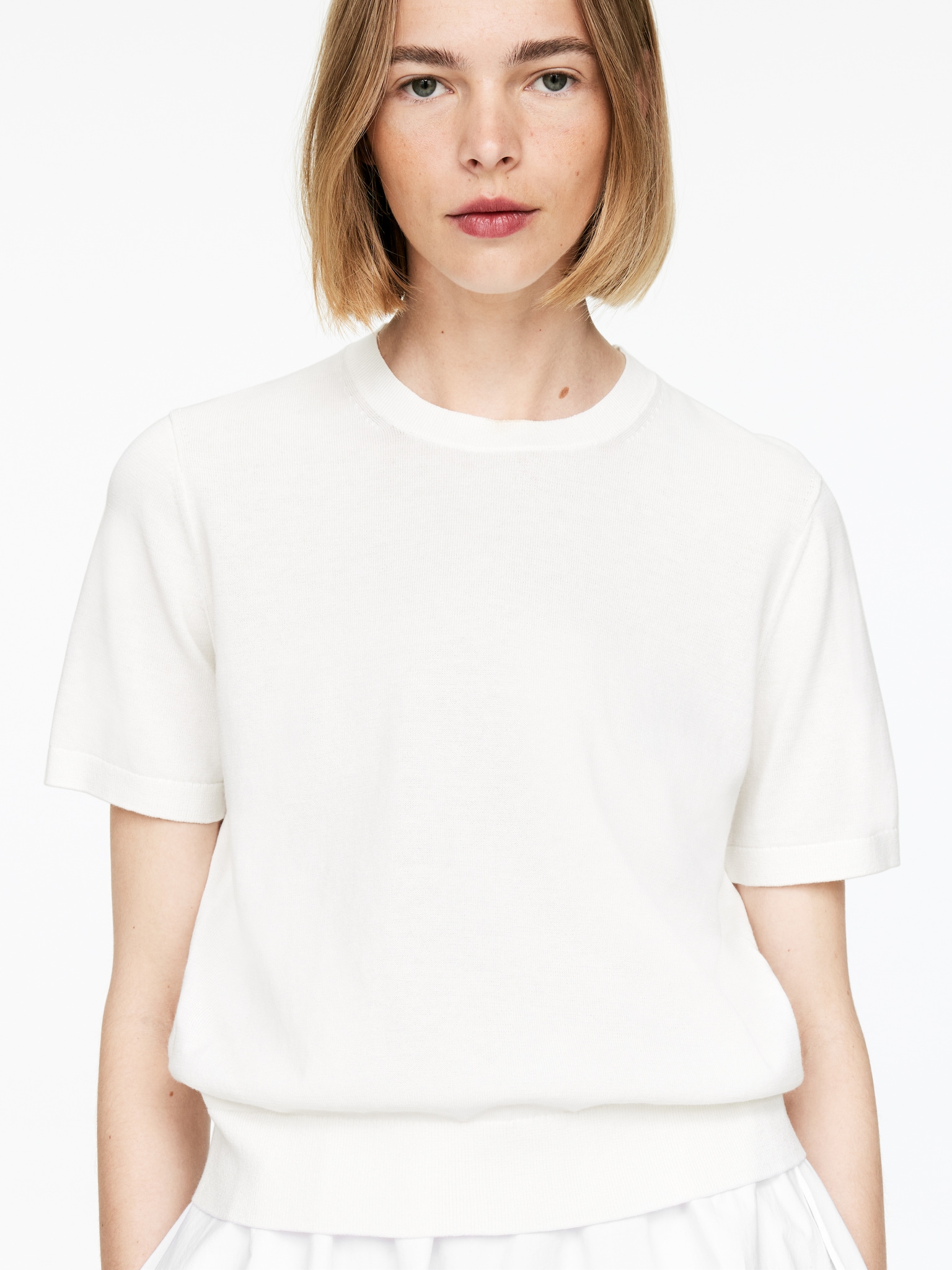 Haut en maille à manches courtes - Blanc cassé/Rose - 4