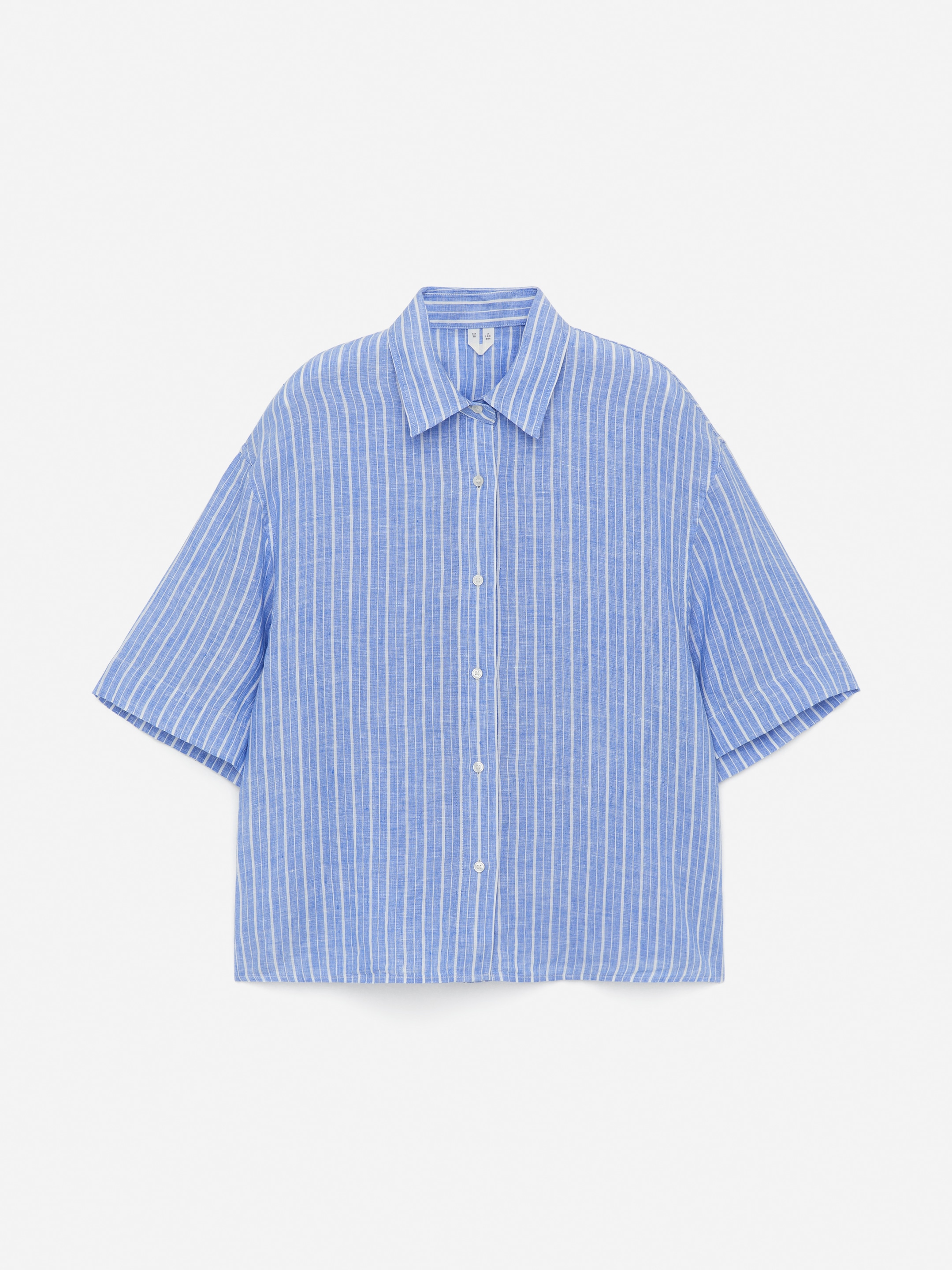Camisa de lino holgada - Blanco/Azul - Corte holgado - Women - StillMedia/DescriptiveStillLife - 1