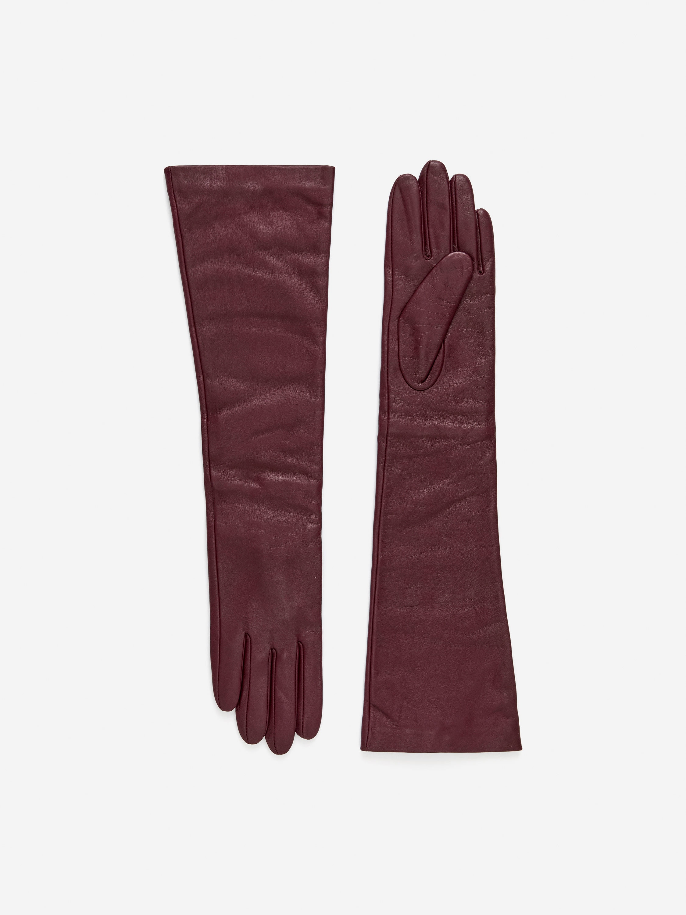 Lined Leather Gloves-#4B262D-17113
