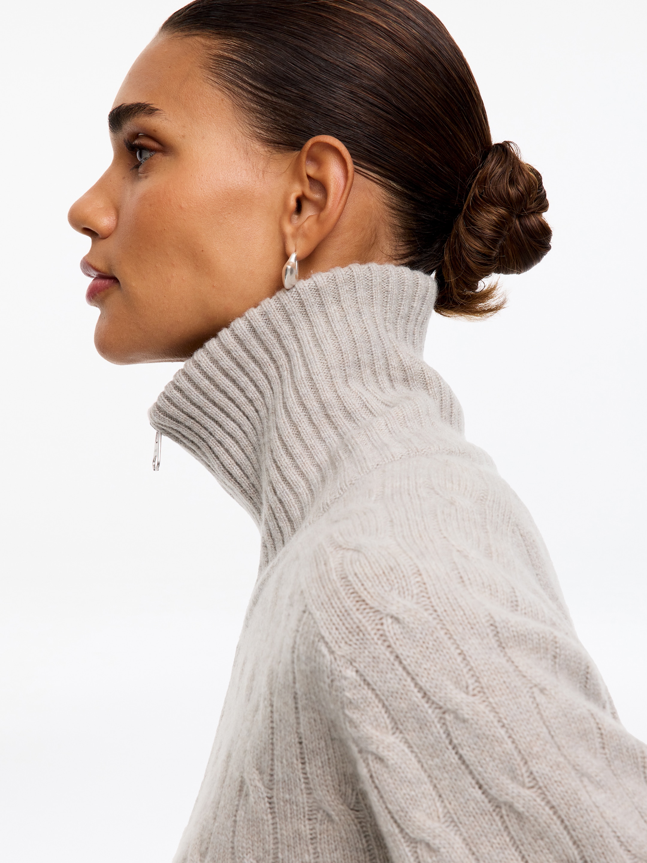 Half-Zip Cashmere Jumper - Light Mole - Loose fit - women - StillMedia/Lookbook - 3