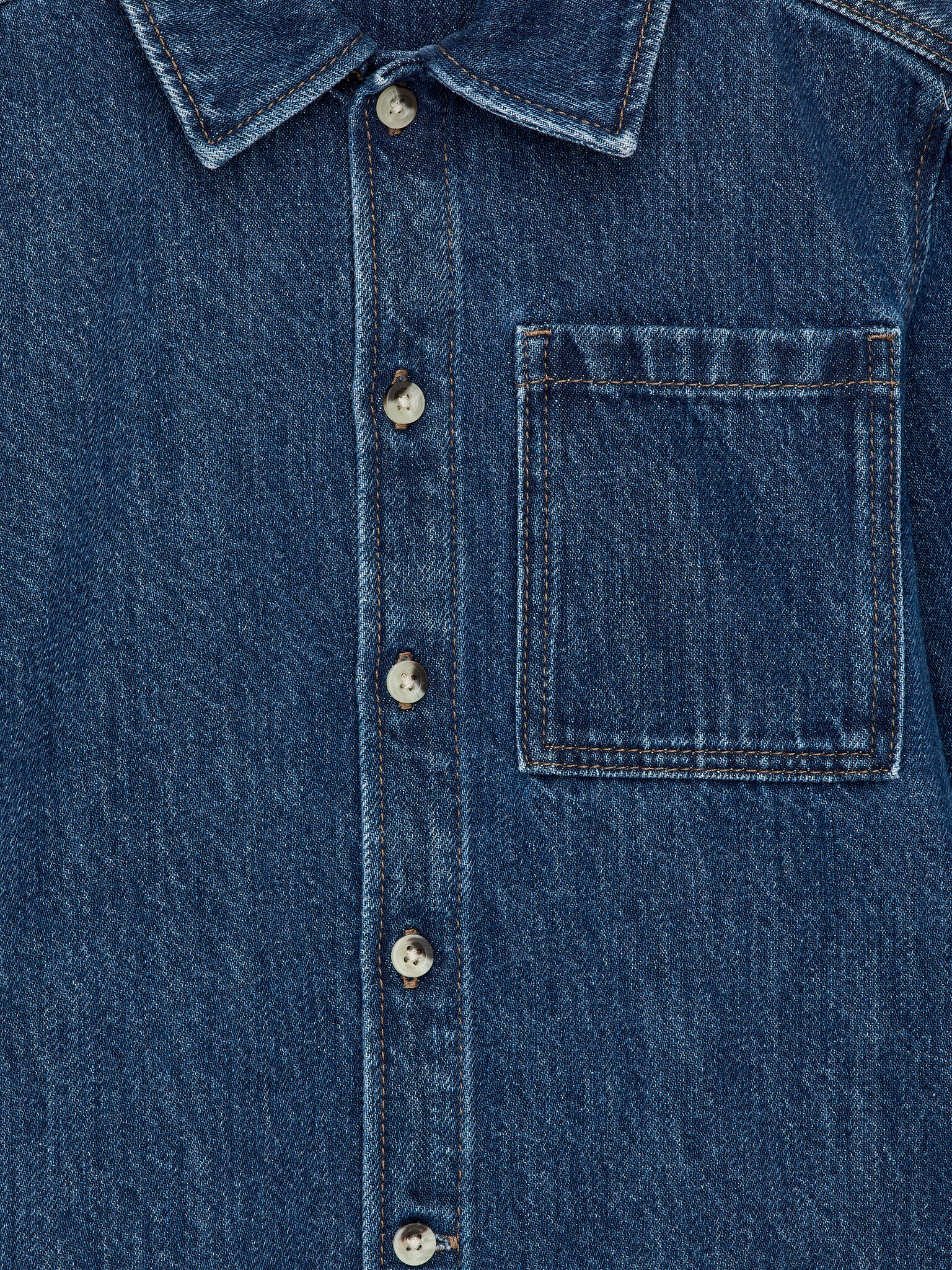 Washed Denim Overshirt - Dark Blue/Green - 3
