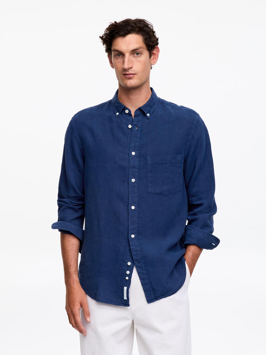 ARKET Men's  Relaxed Linen Shirt Blue,  size 48