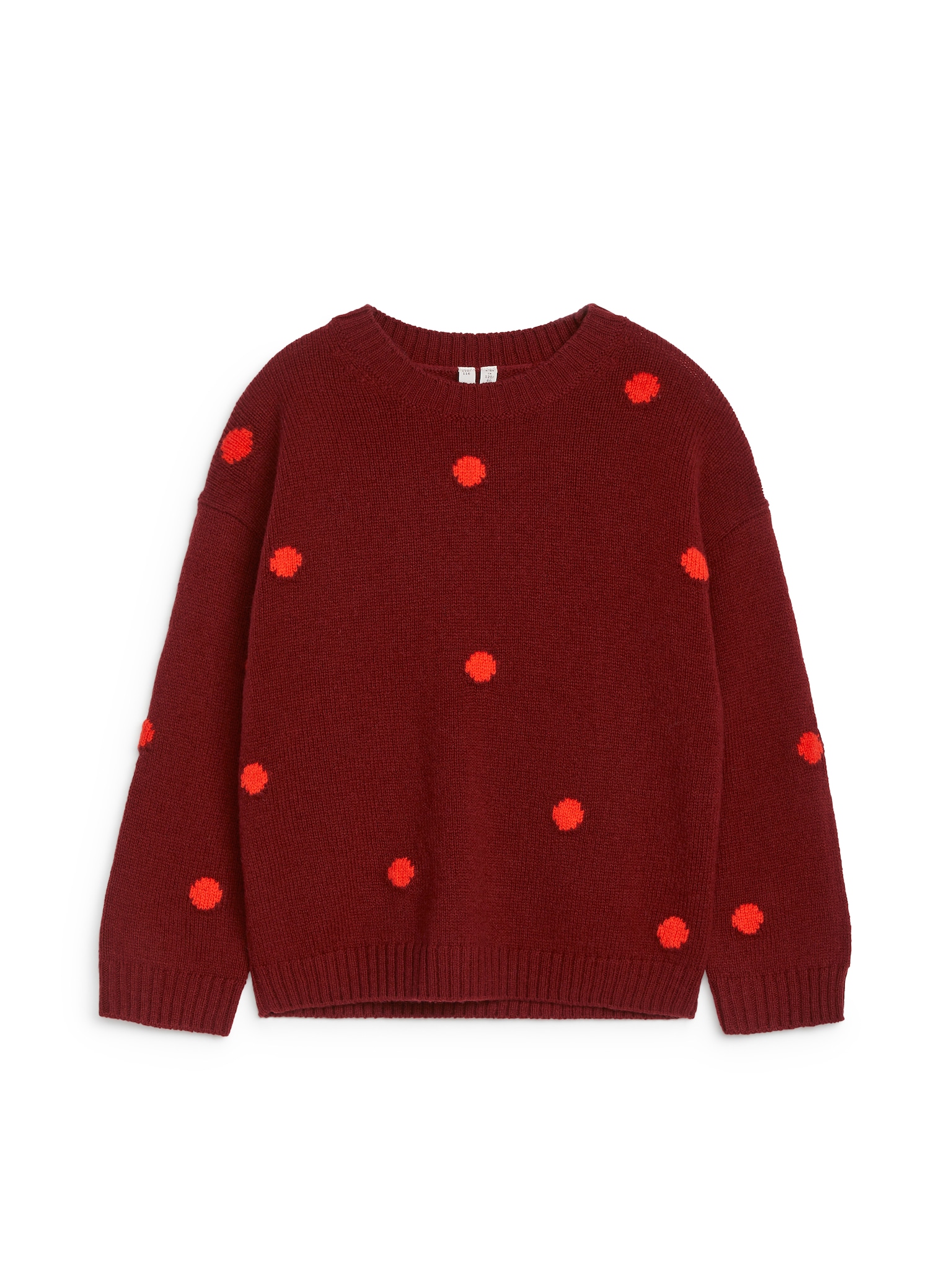 Wollpullover - Weinrot/Punkte in Rot/Beige/Punkte in Rosa