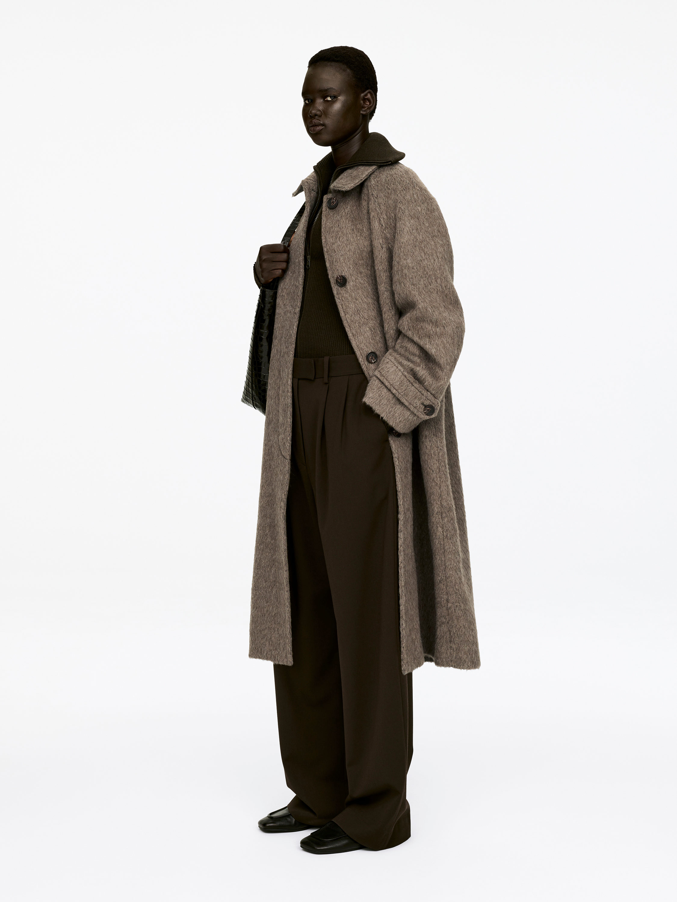 Wool-Alpaca Blend Coat - Dark Mole - Loose fit - Women - StillMedia/Lookbook - 6