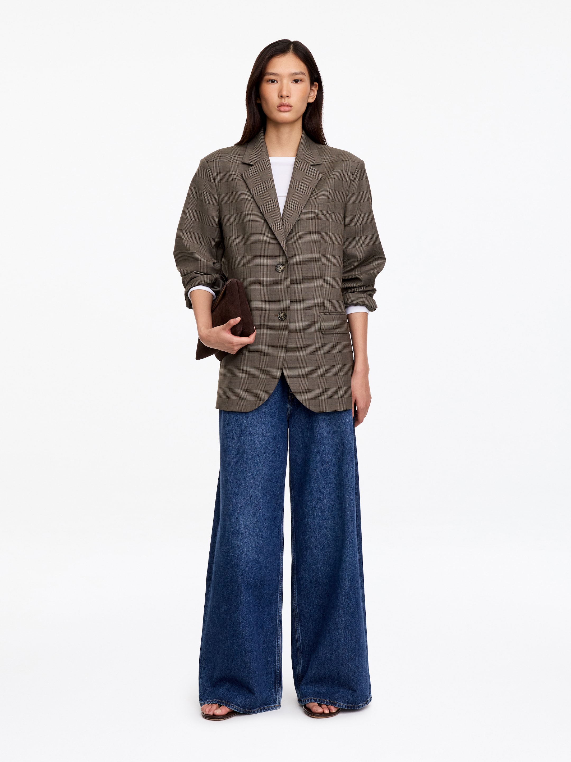Relaxed Wool-Blend Blazer-Brown-20803