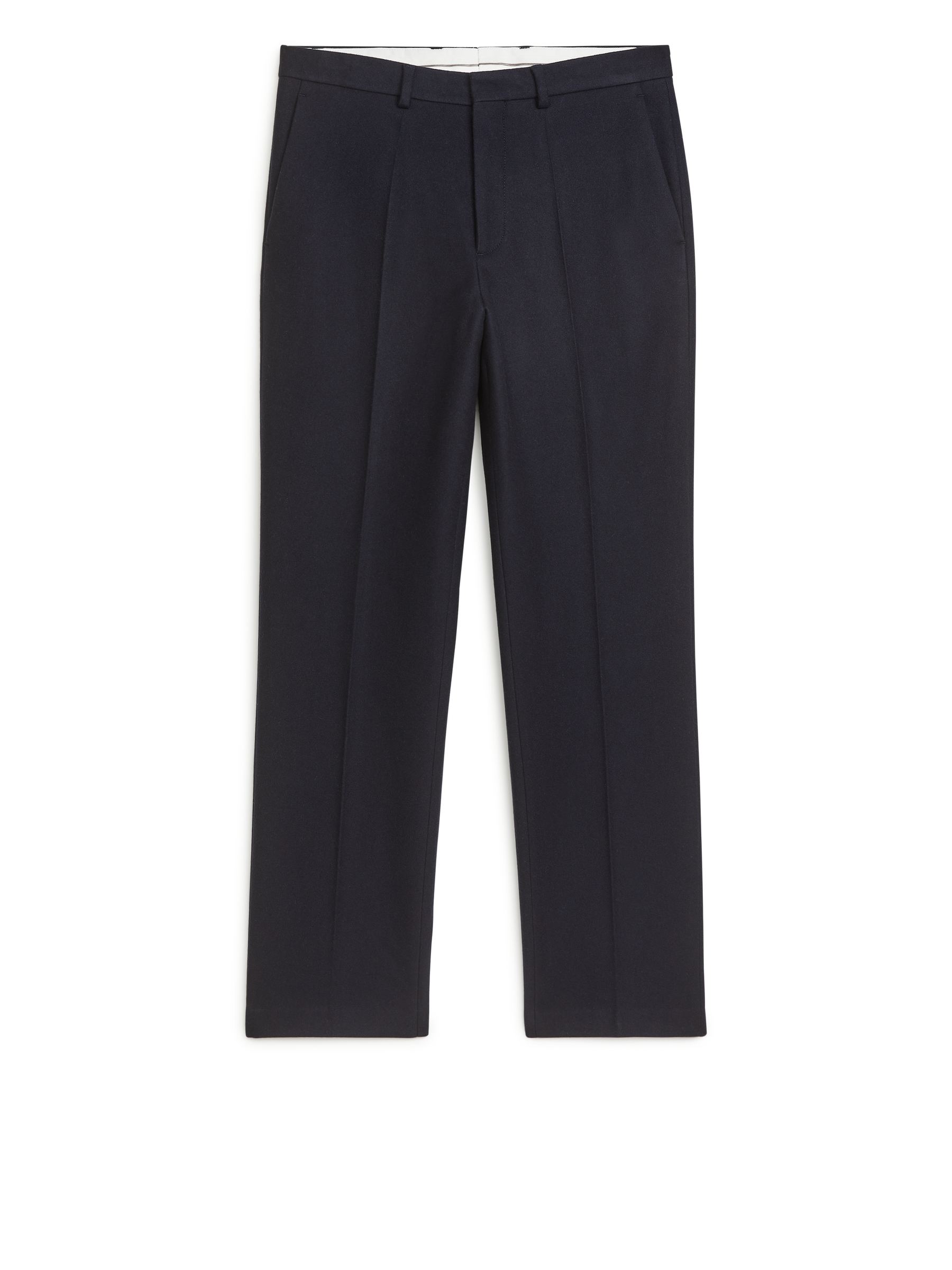 Straight Melton Wool Trousers - Dark Blue - Regular fit - Men - StillMedia/DescriptiveStillLife - 1
