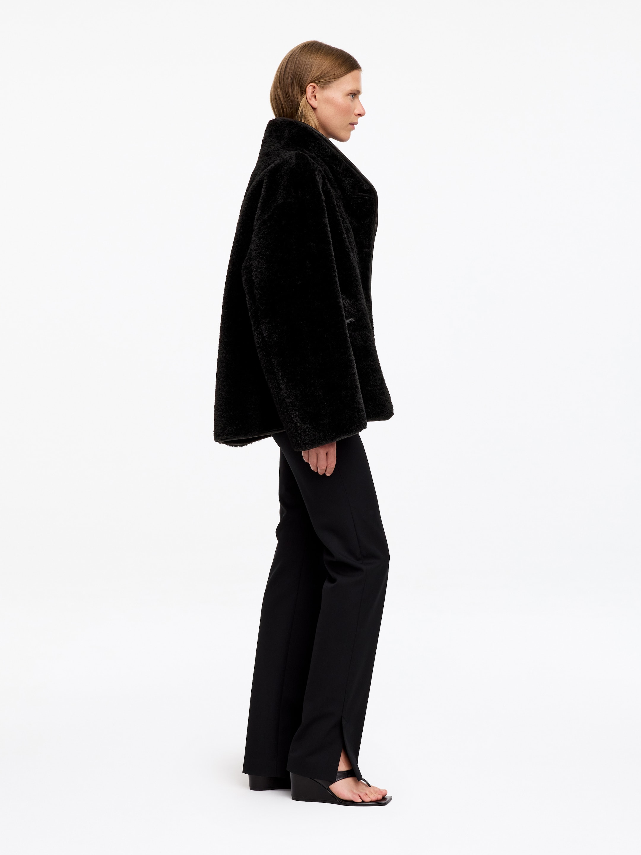 Pile Stand-Collar Jacket - Black - Regular fit - women - StillMedia/Lookbook - 4