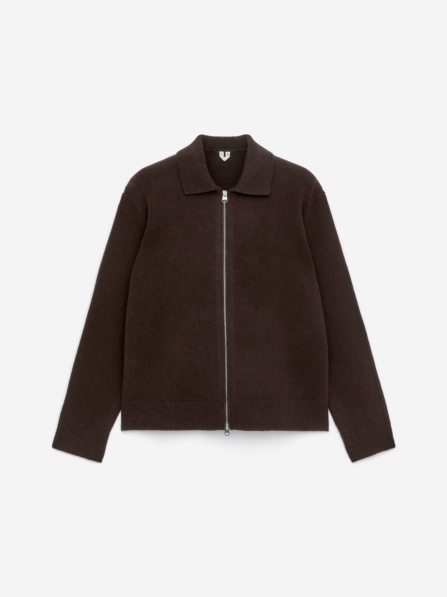 Gilet zippé en laine - Marron foncé/Beige/Gris chiné - 2