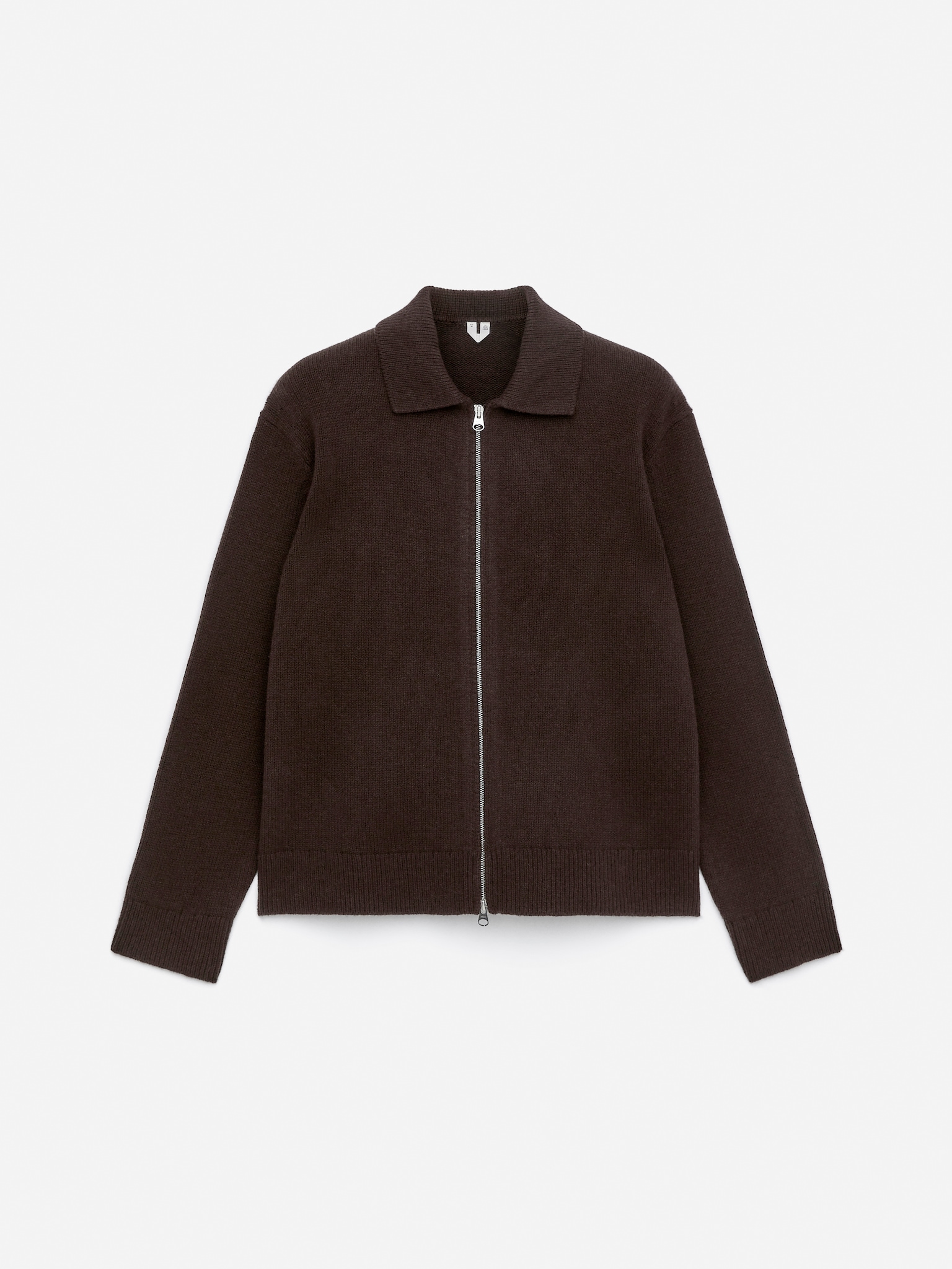Ullcardigan med glidelås - Mørkebrun/Beige - 2
